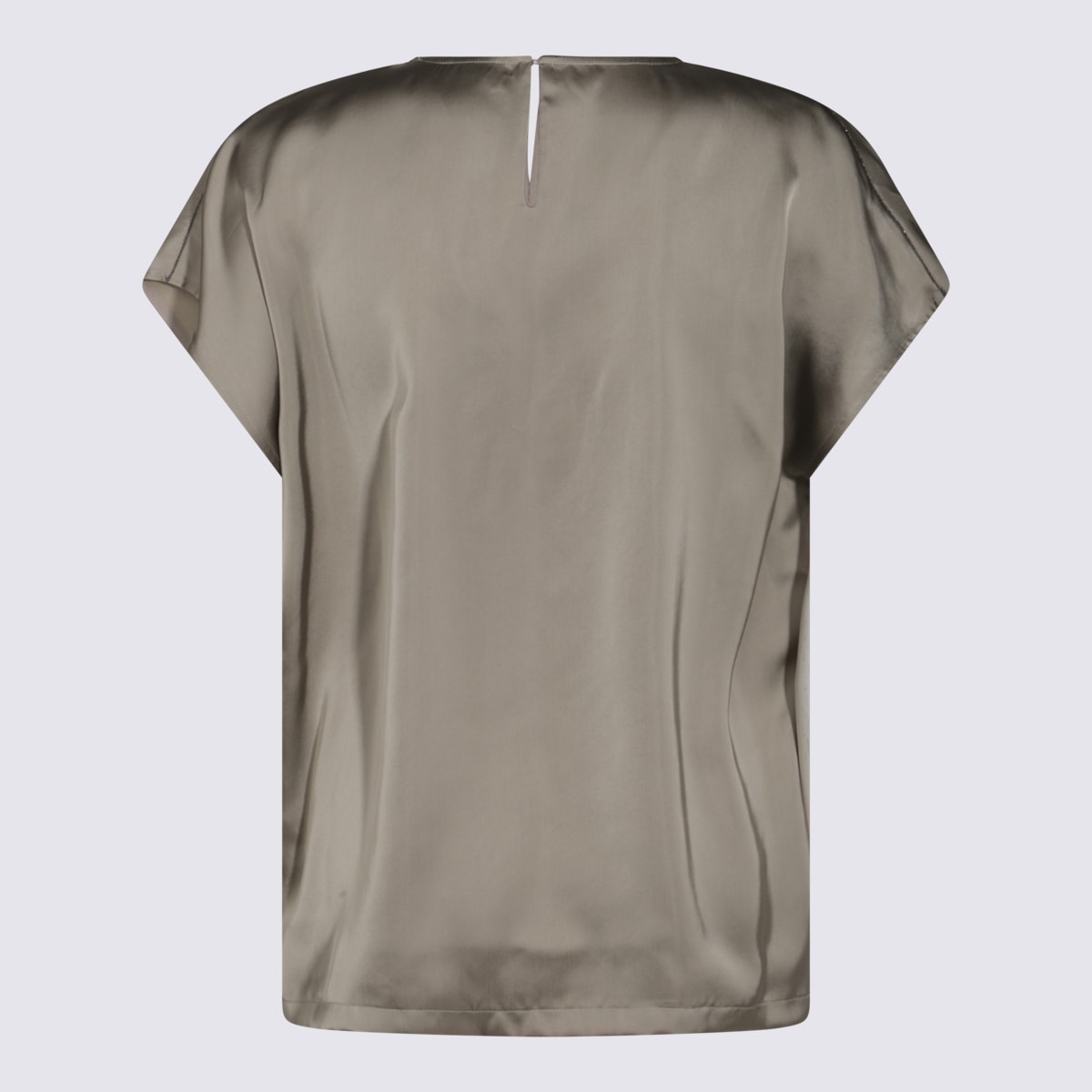 Fabiana Filippi Satin Top Sleeves Keyhole Back In Argilla