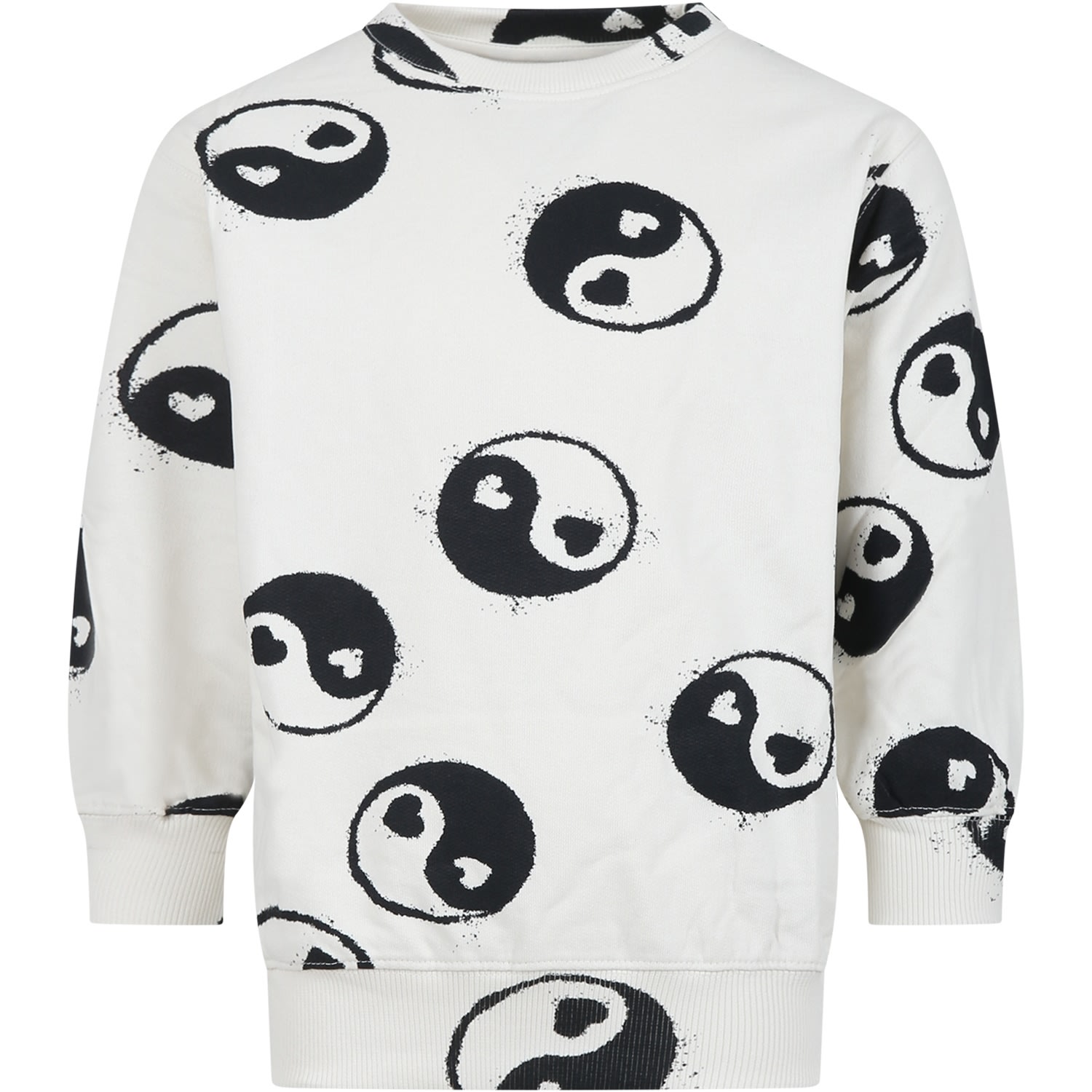 Molo Kids' White Sweatshirt For Girl With Yin And Yang Print