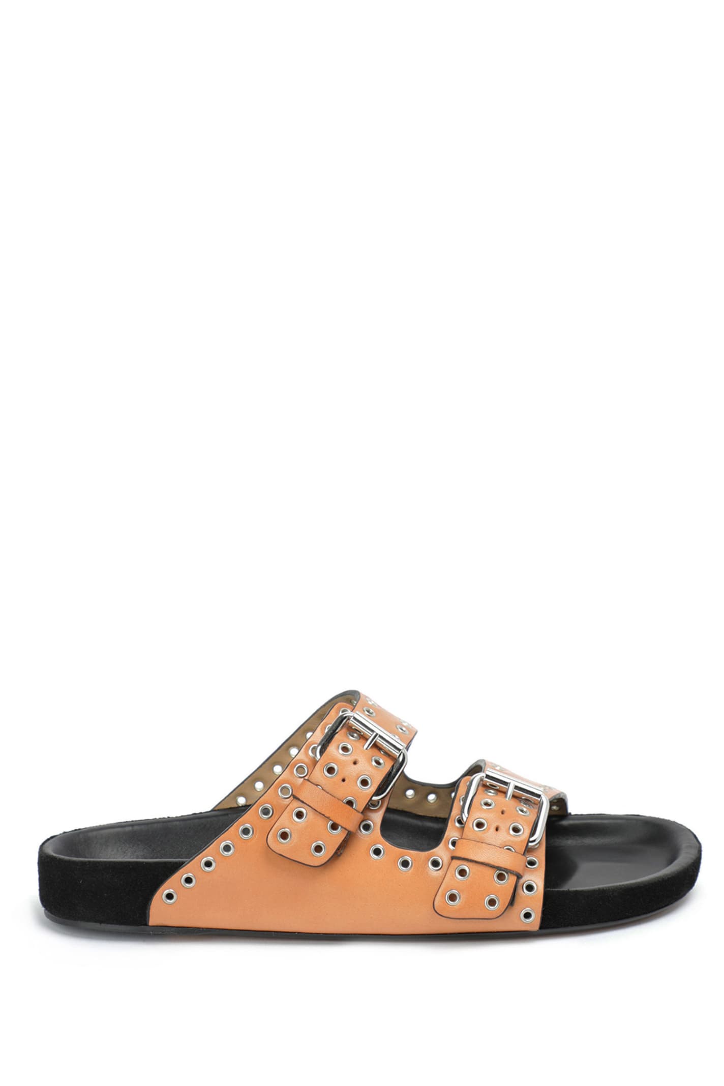 Isabel Marant Flat Sandals In Brown Leather With Stud