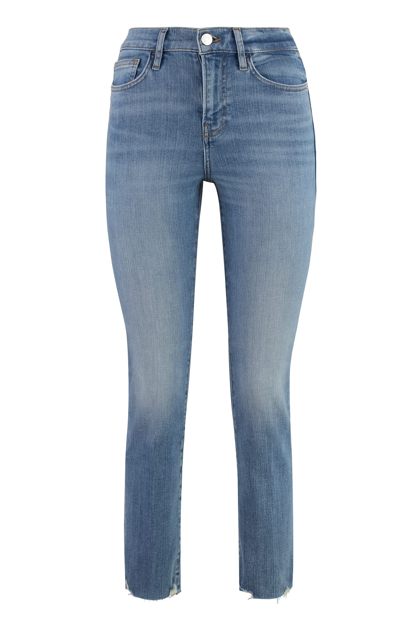 Frame Le High Straight High-rise Slim-fit Cotton-twill Jeans In Denim