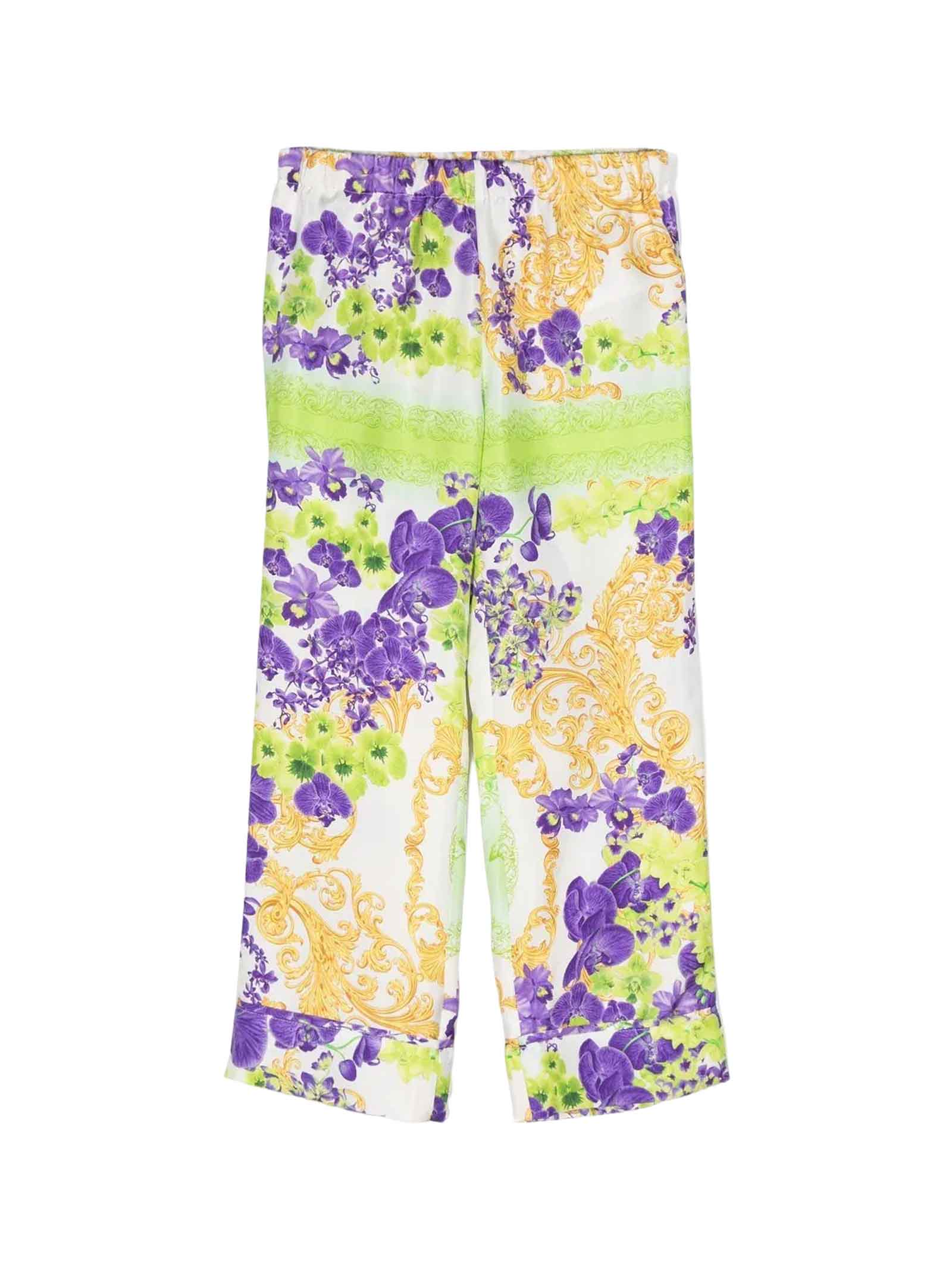 Young Versace Multicolor Trousers Unisex Kids In Bianco