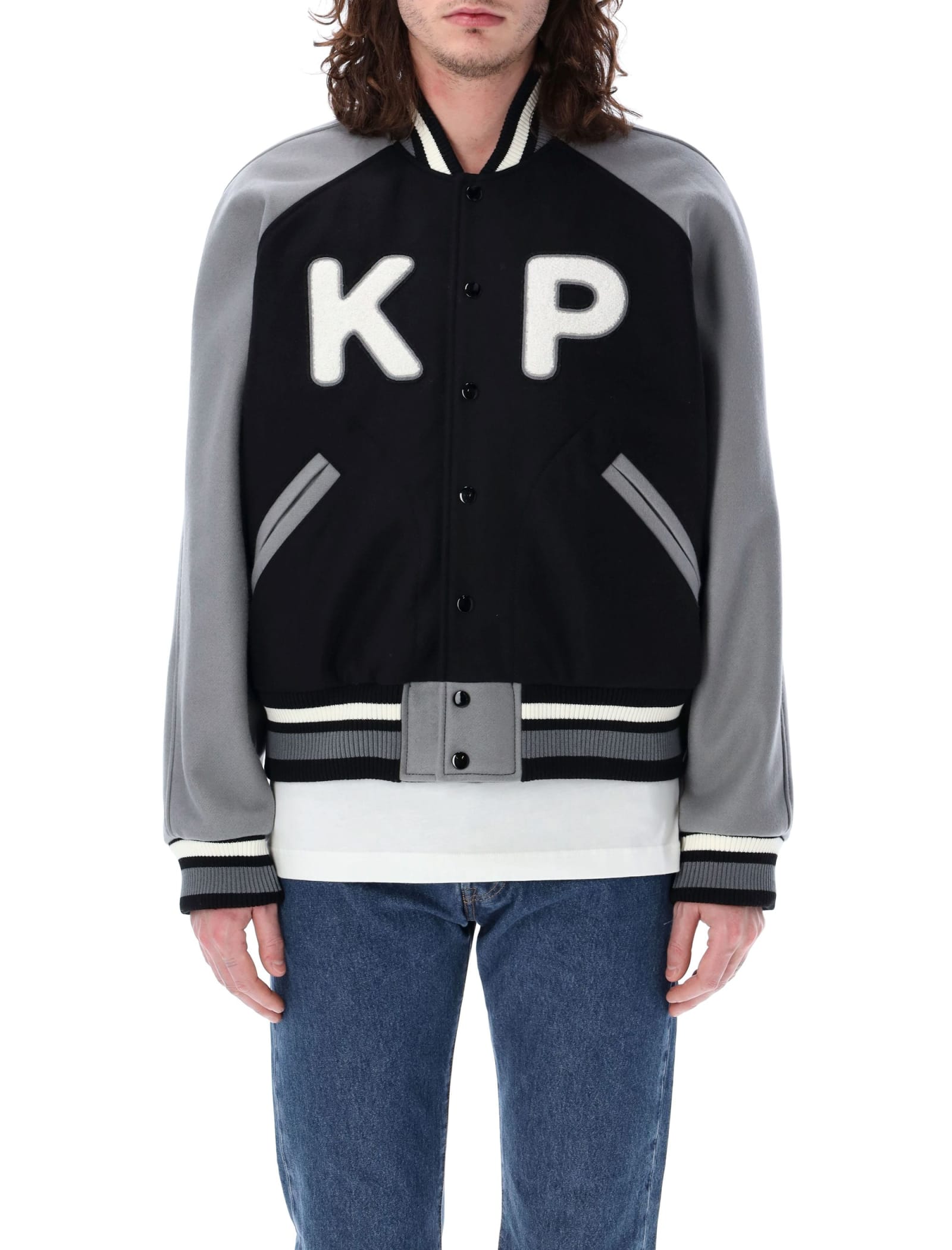 Shop Kenzo Wool Varsity Jacket In Black