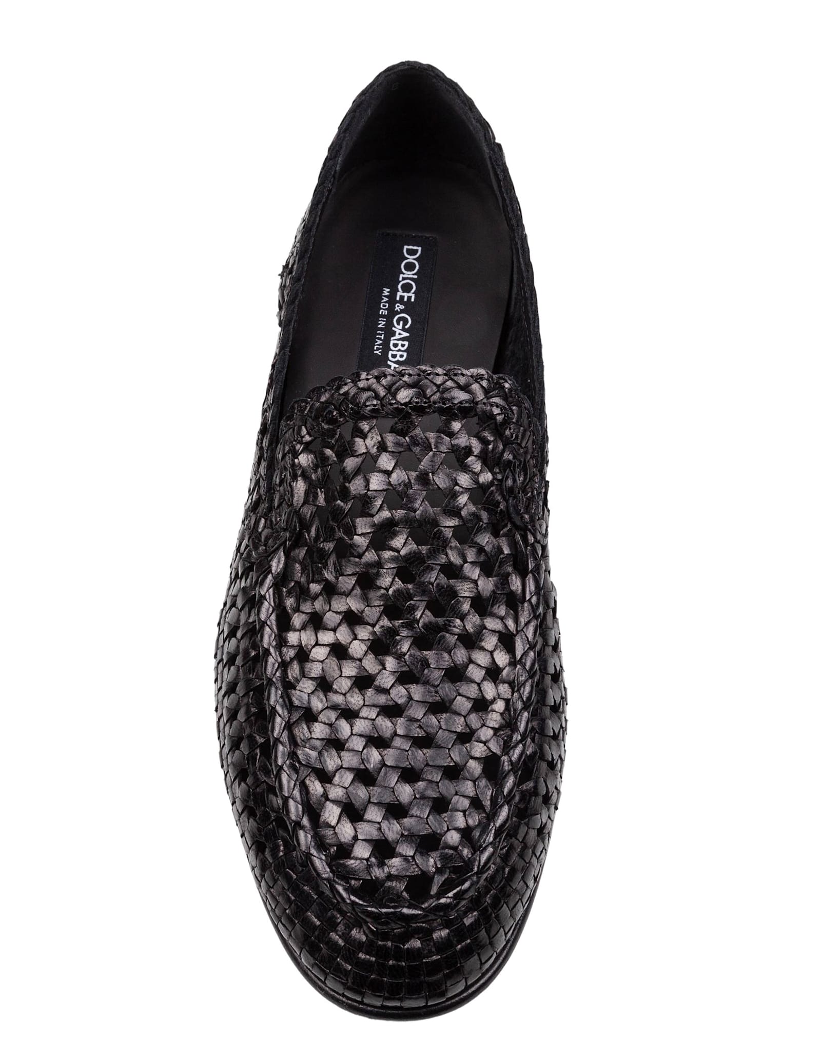Dolce & Gabbana Slipper From The Dg Evening Line In Shiny Goatskin Woven In Black