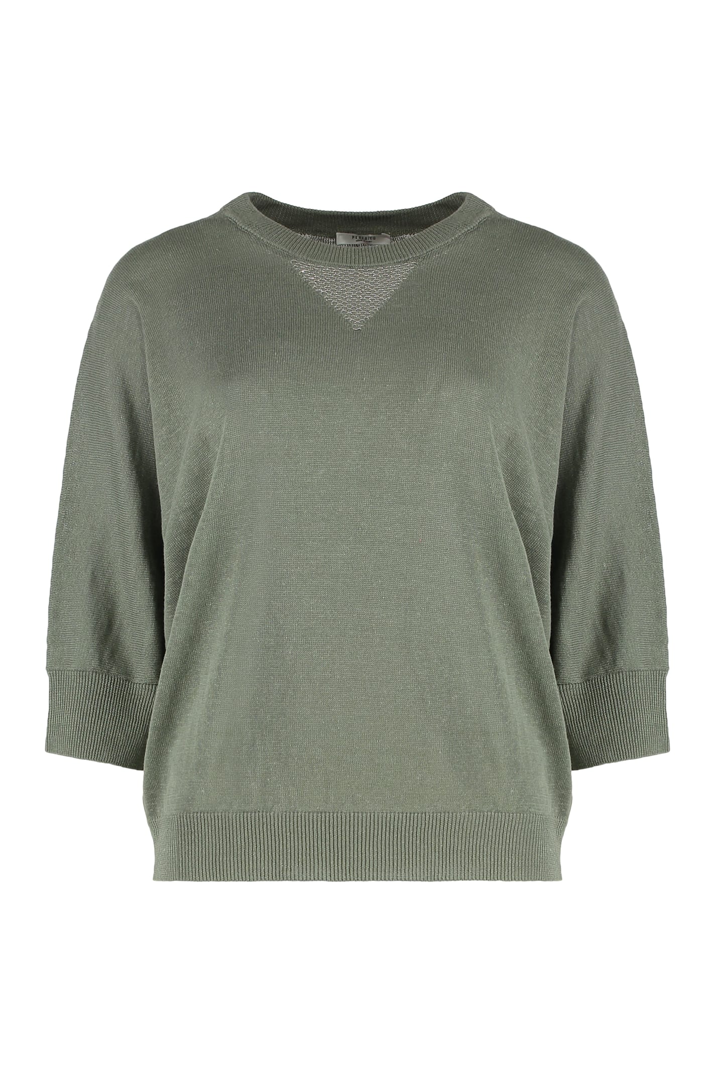 Shop Peserico Cotton-linen Sweater In Green
