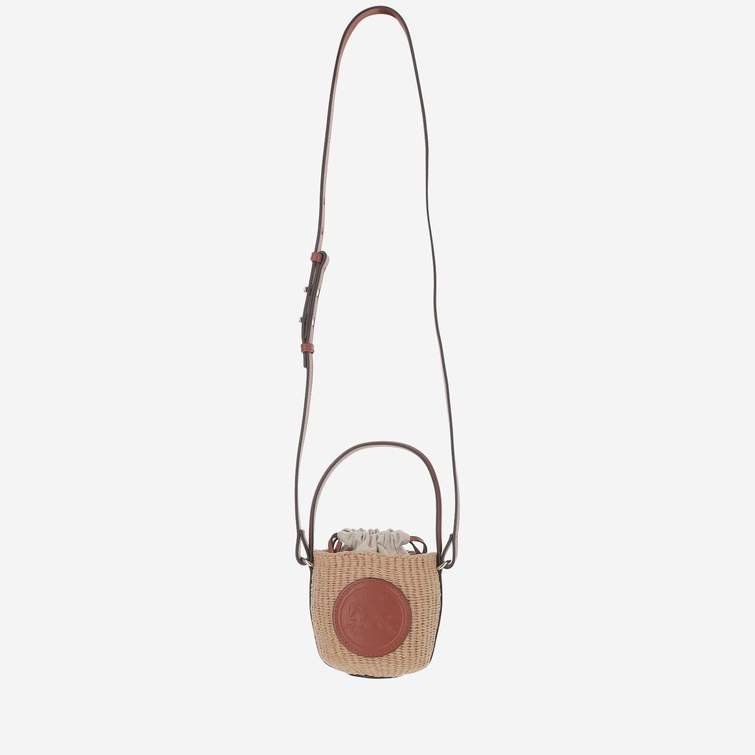 Chloé Small Horse Medal Bag Made Of Natural Fibers