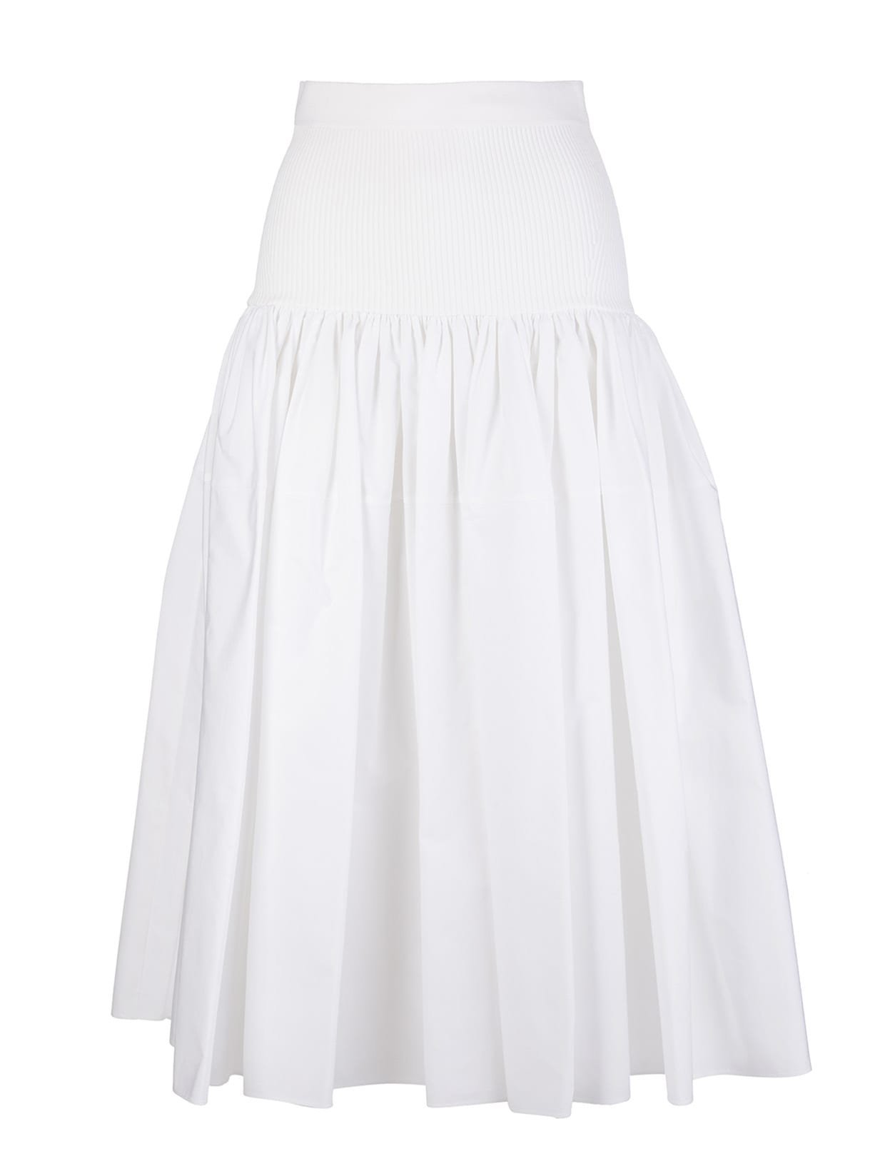 Alexander McQueen White Hybrid Gathered Skirt