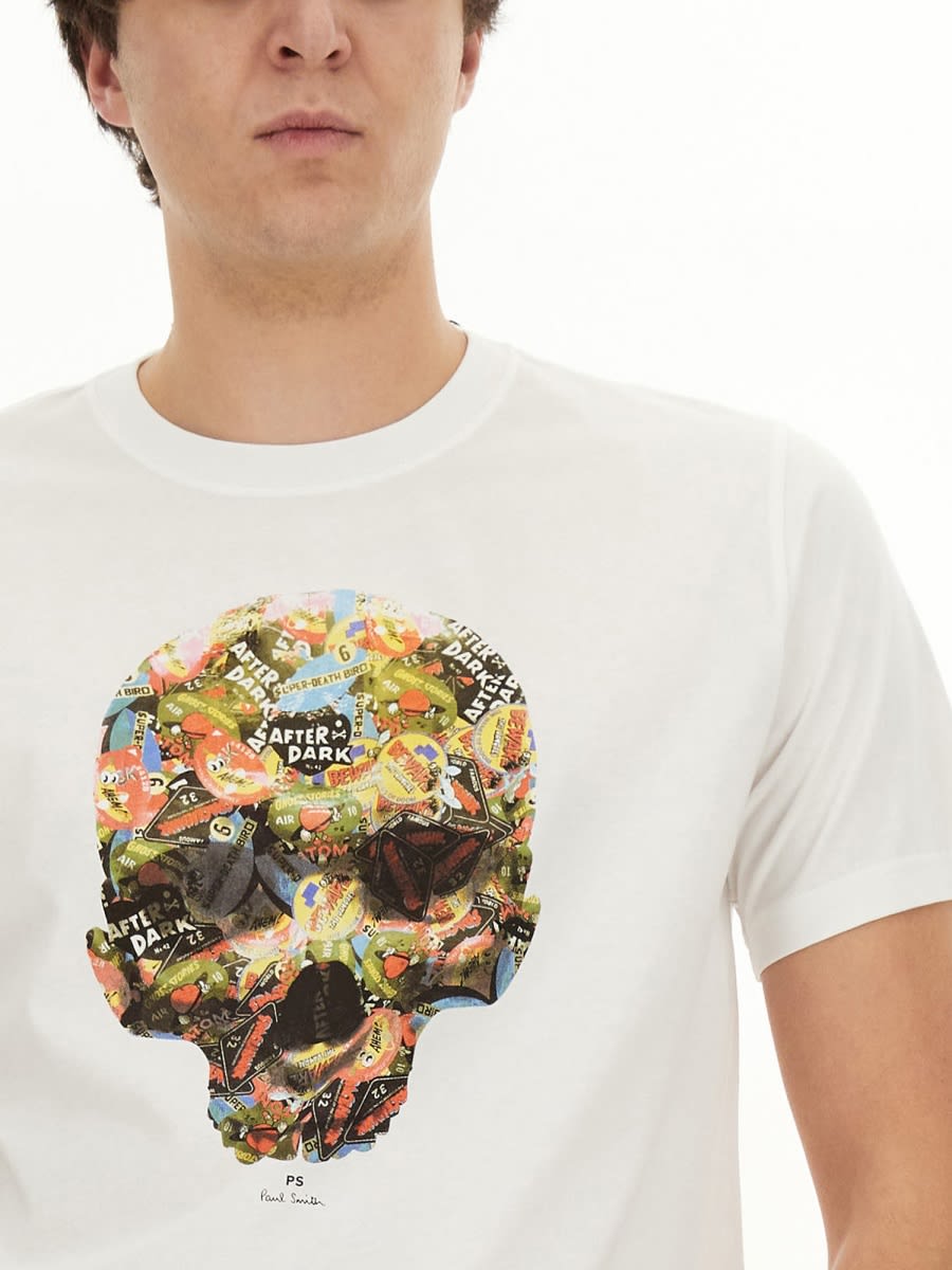 Shop Ps By Paul Smith Skull Print T-shirt In White