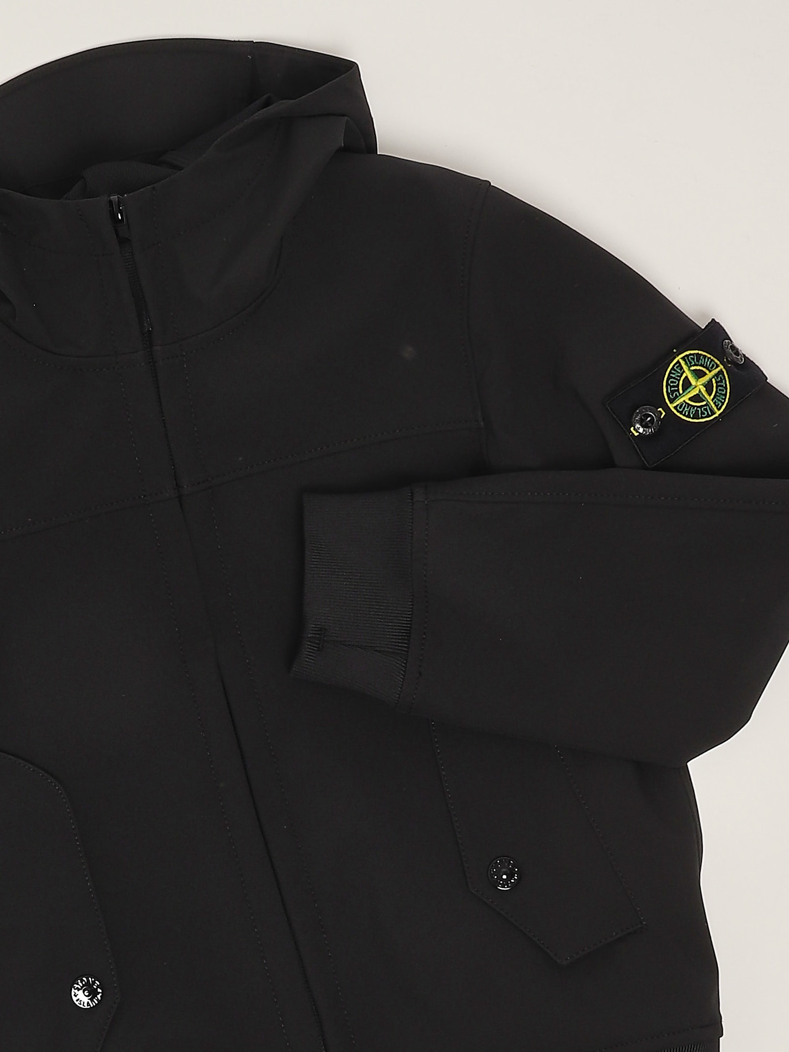 Stone Island Hooded Jacket In Black