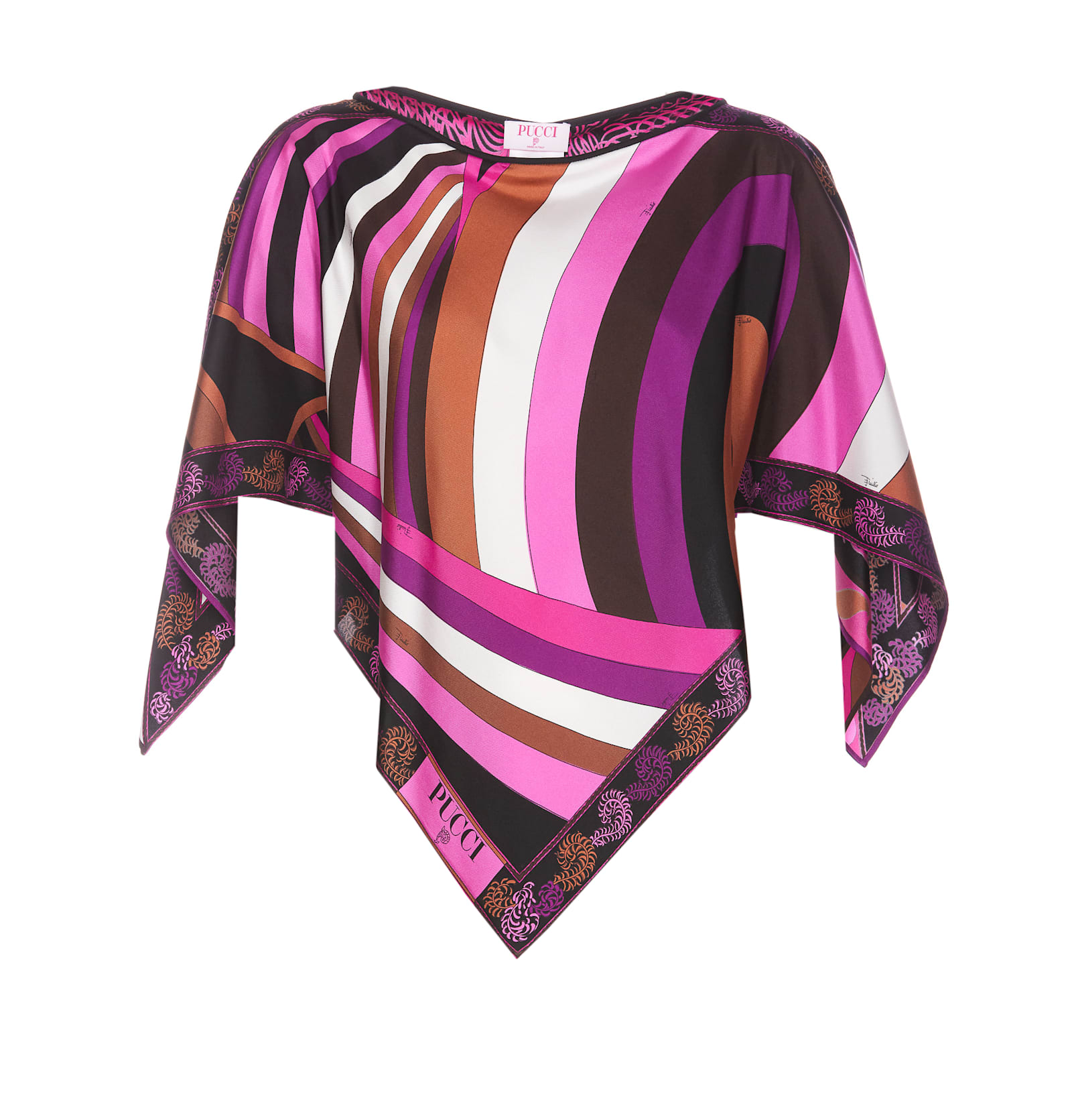 Shop Pucci Kaftan Top With Iride And Swan Print In Pink