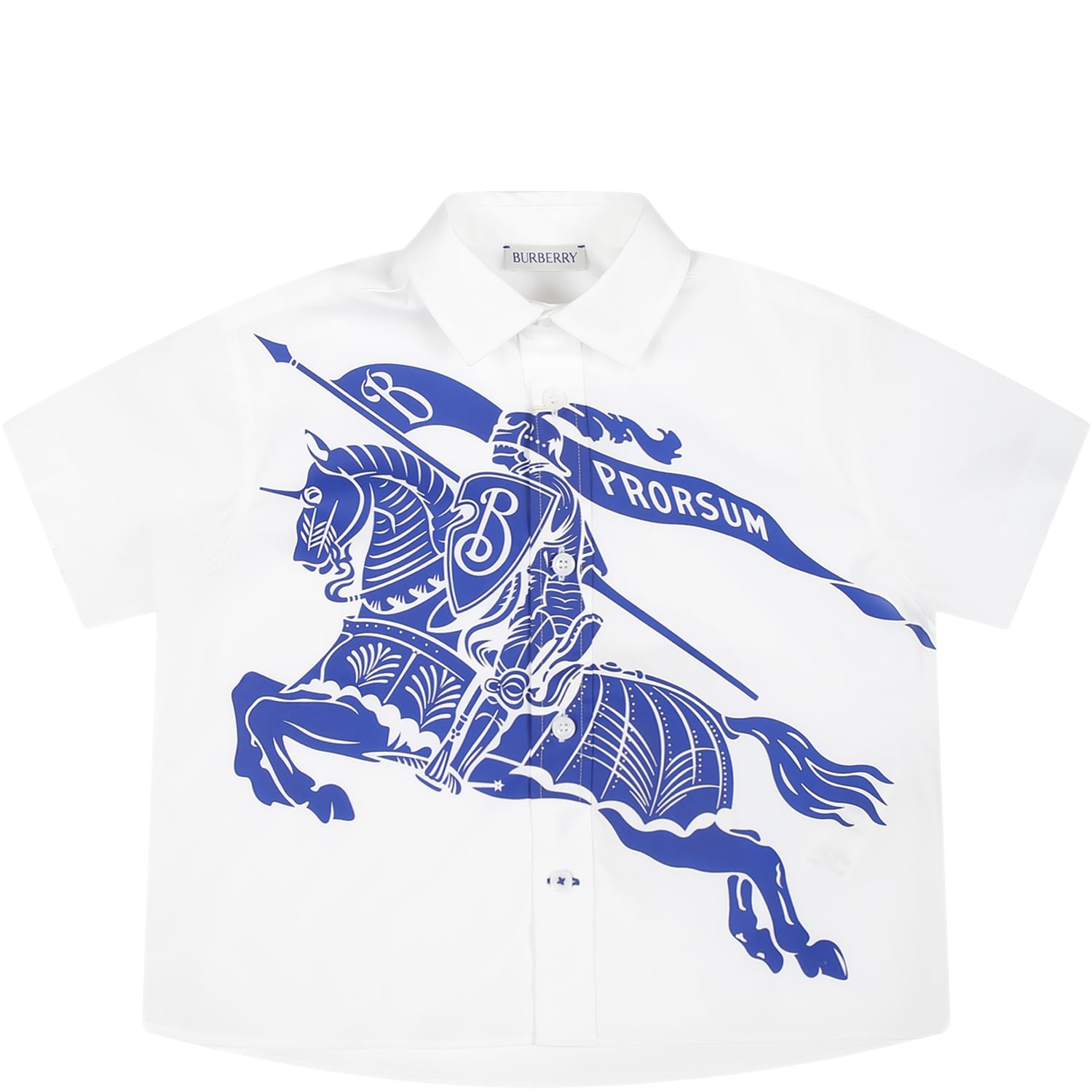 Burberry Kids' White Shirt For Baby Boy With Print