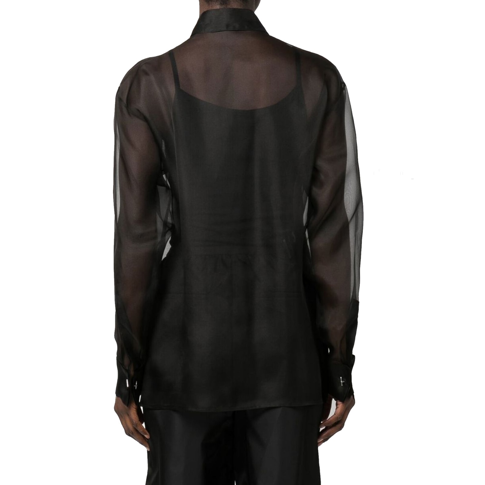 Shop Prada Silk Organza Shirt In Black
