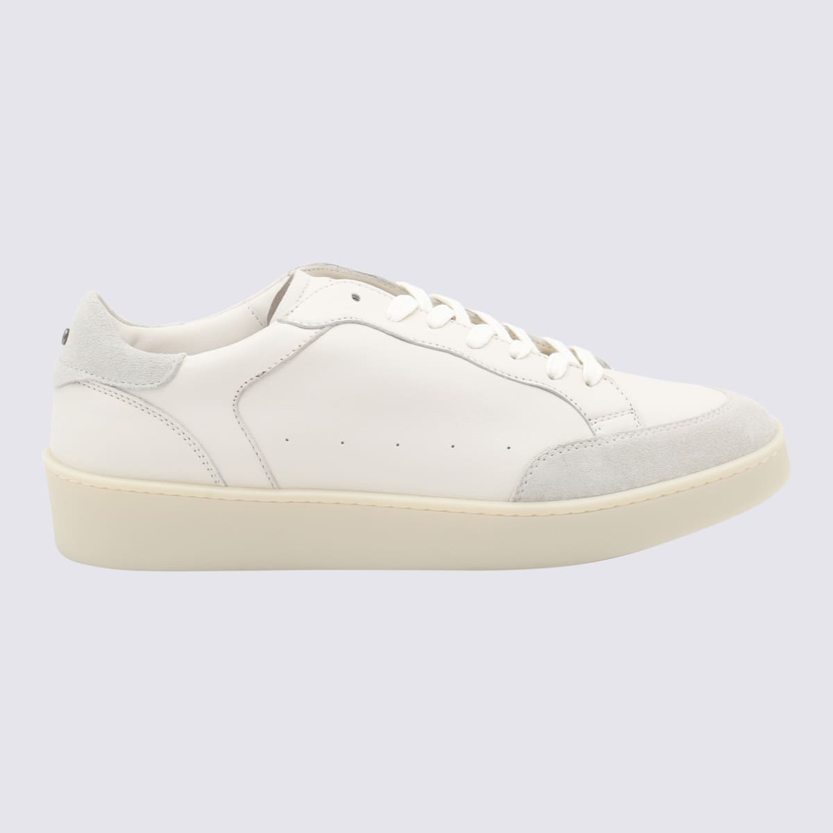 Shop Canali Whtie Leather Sneakers