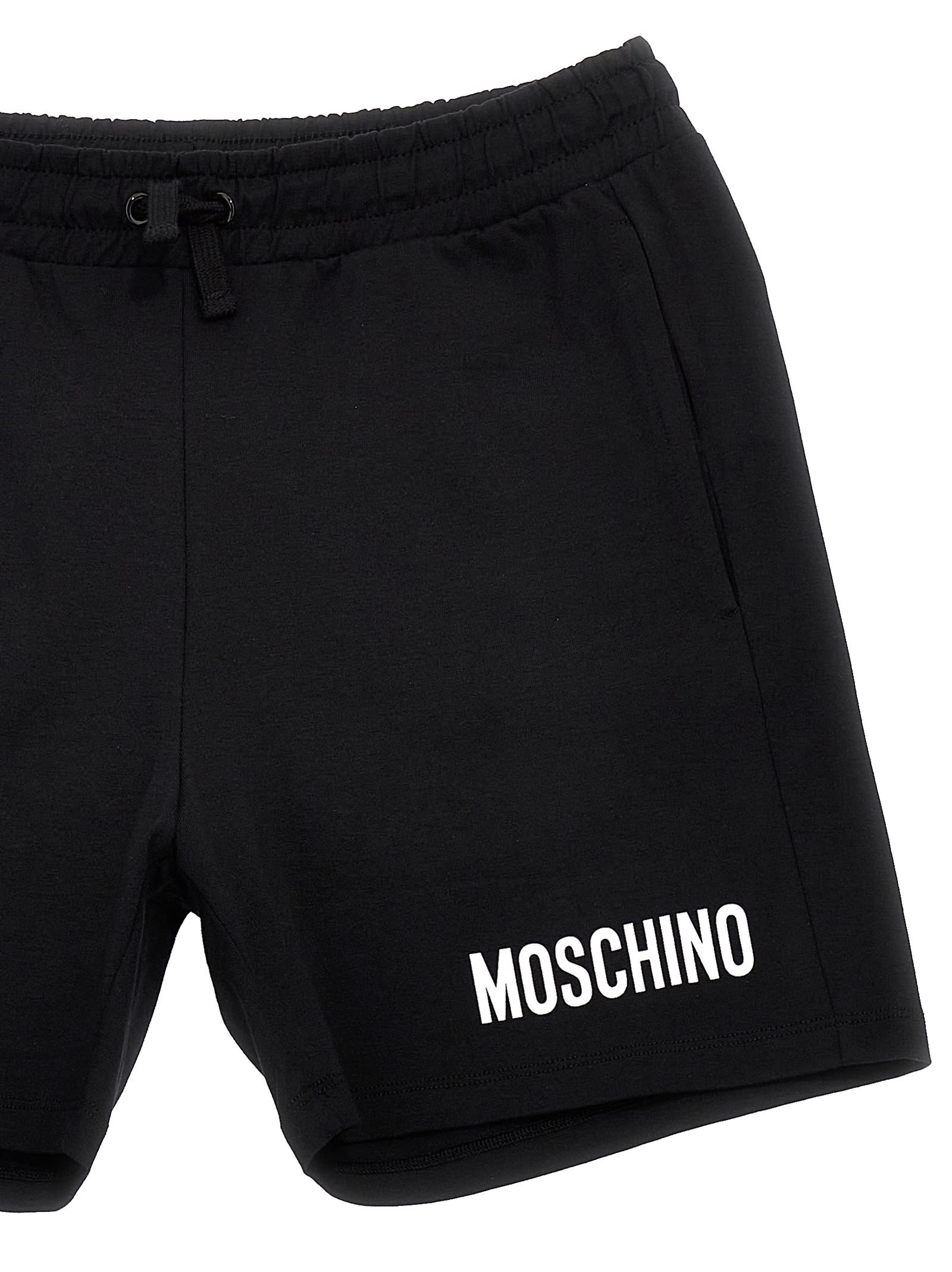 Moschino Logo Print Track Shorts In Black