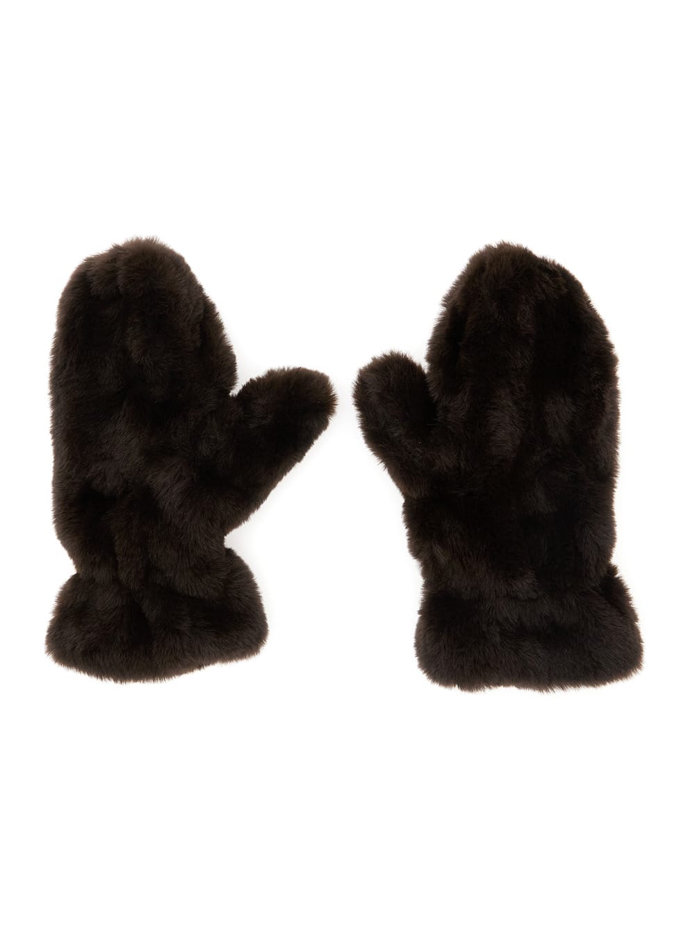 Apparis Coco Faux Fur Mittens In Brown
