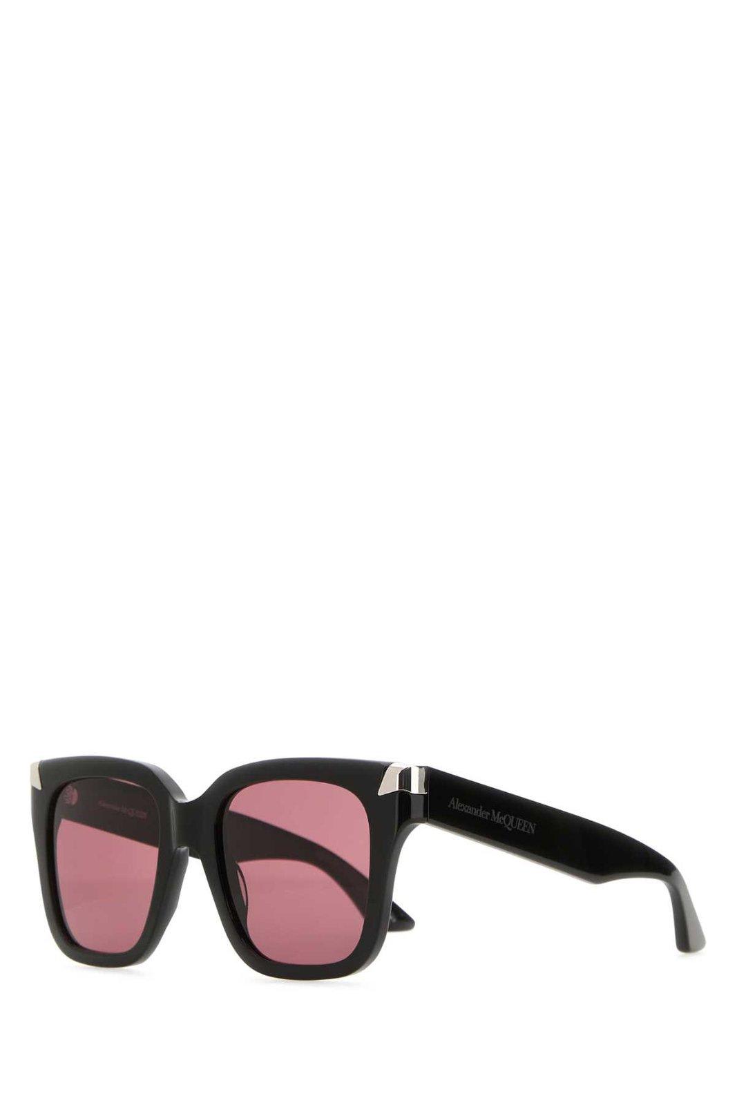 Shop Alexander Mcqueen Square Frame Sunglasses In Black-black-violet