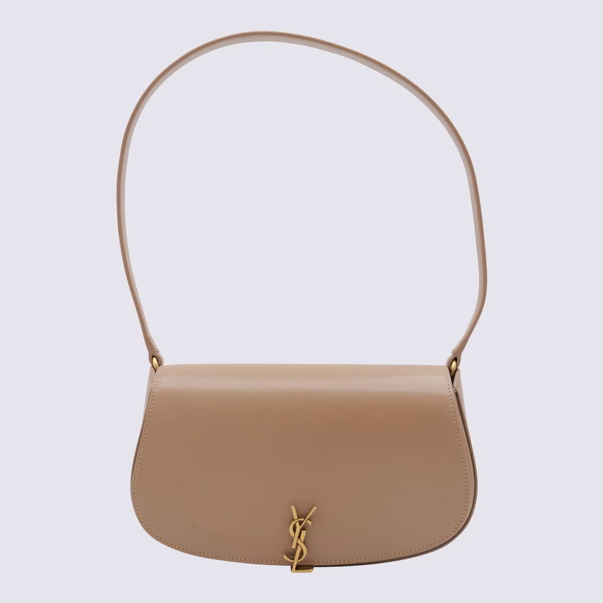 Shop Saint Laurent Beige Leather Hobo Demi Lune Shoulder Bag In Toffee