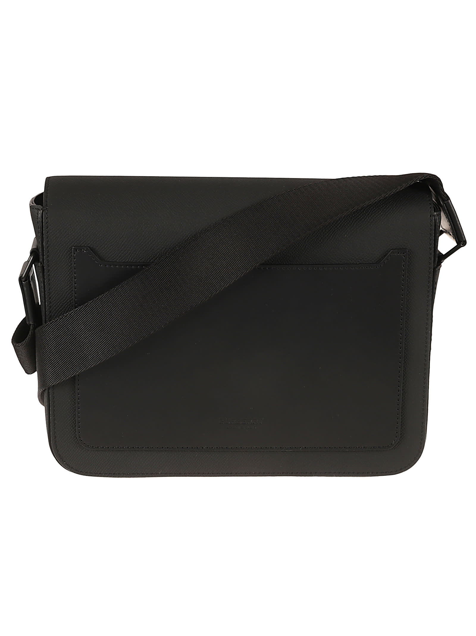 Shop Burberry Logo Flap Shoulder Bag In Black