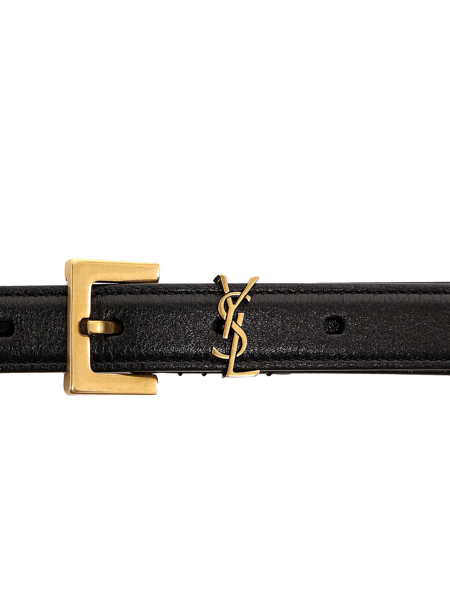 Saint Laurent Monogram Thin Belt In Black