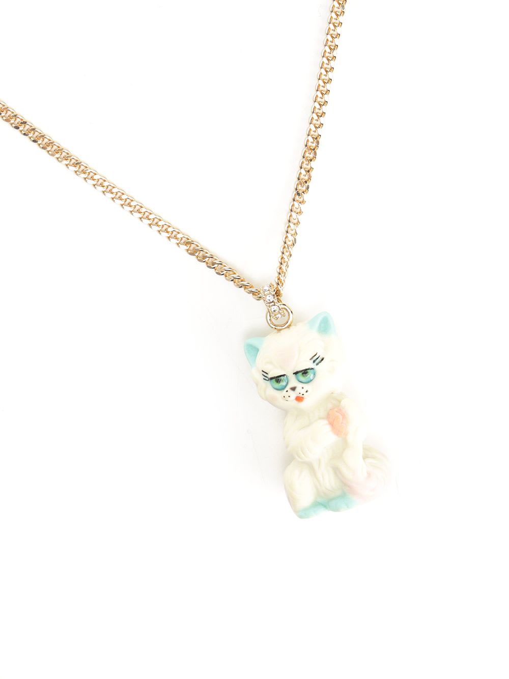 Valentino Multicolor Nylon And Metal Le Chat De La Maison Necklace In Gold