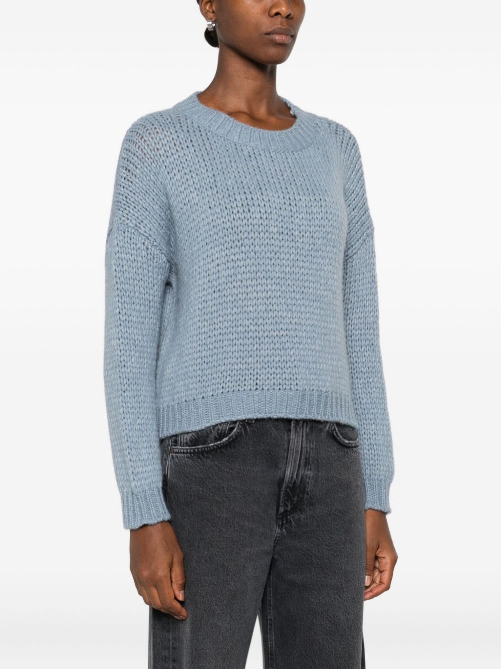 Roberto Collina Round-neck Knitted Sweater In Blue