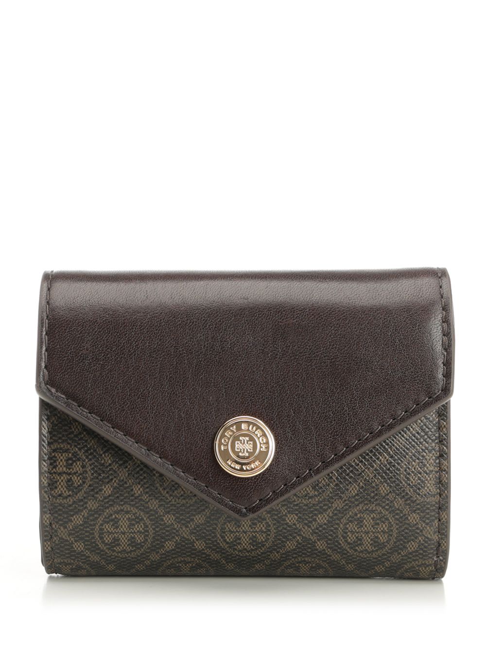 Tory Burch T Monogram Small Envelope Wallet In Brown