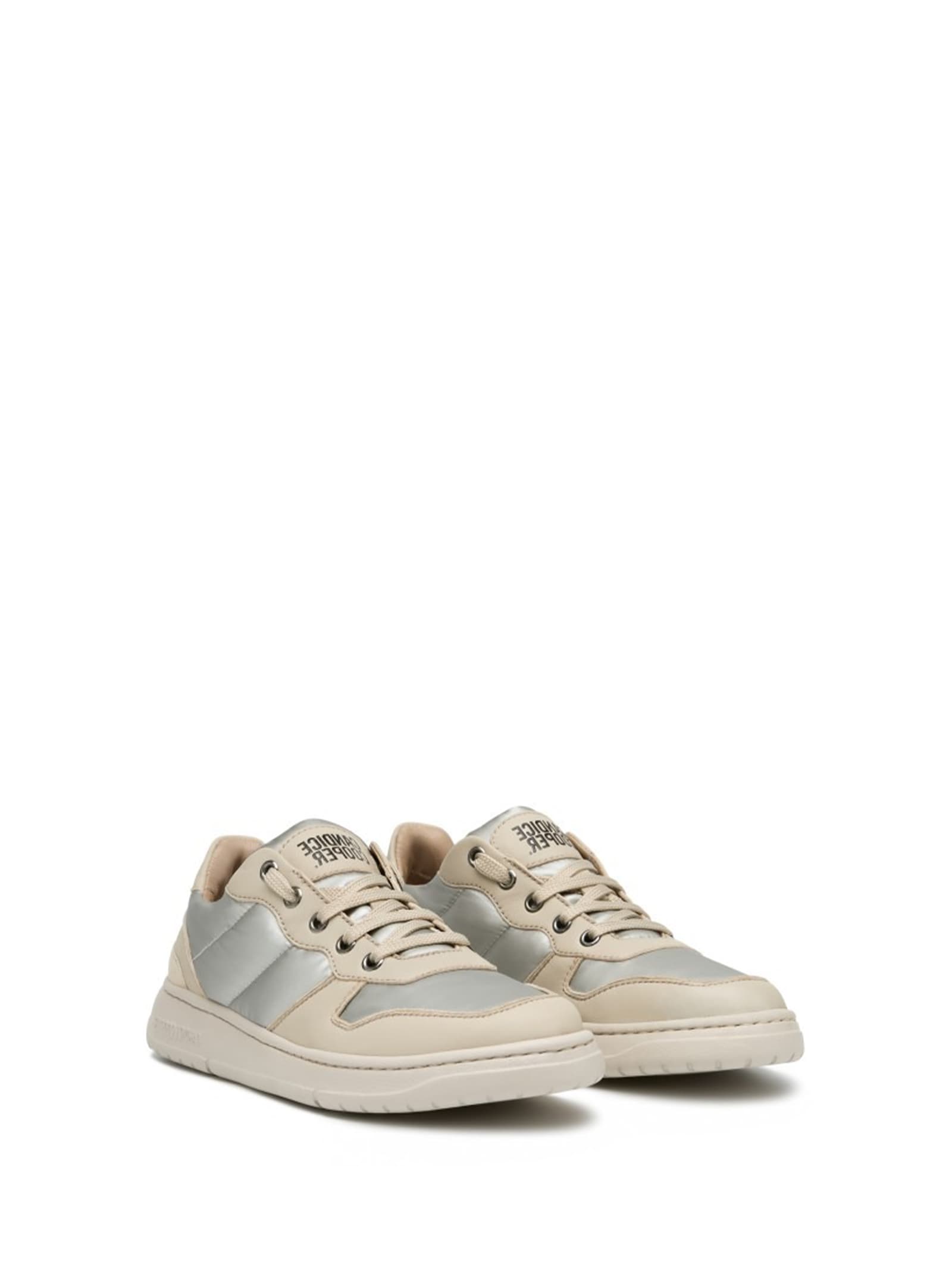 Shop Candice Cooper Sneaker In Nappa And Down Fabric In Beige