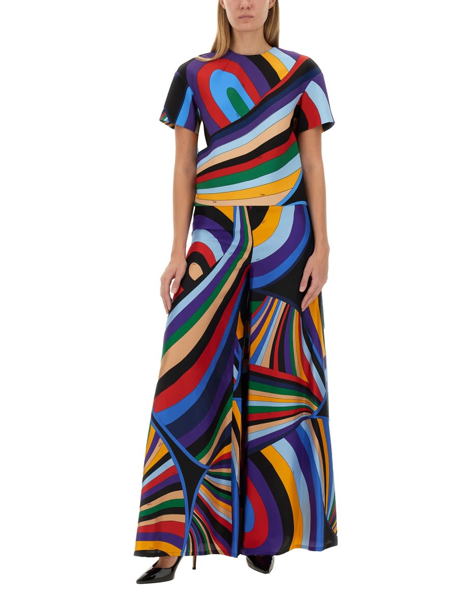 Shop Pucci Pants With Print In Multicolour