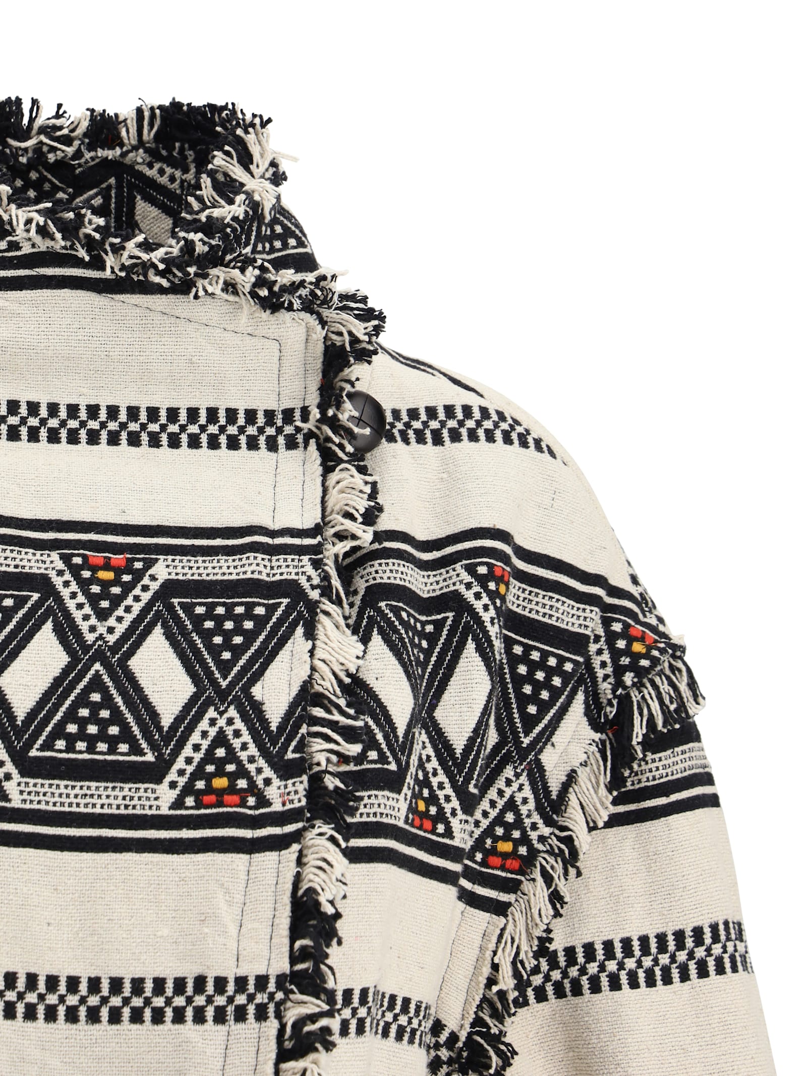 Isabel Marant Étoile Josialo Belted Frayed Cotton-blend Jacquard Jacket In Ecru/black