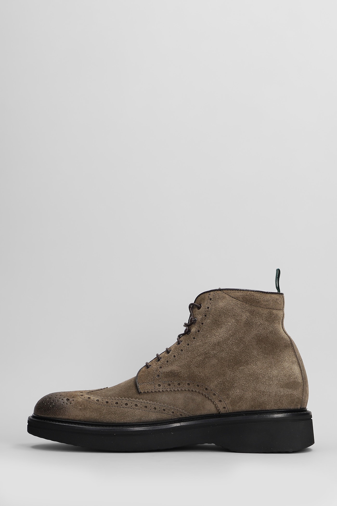 Shop Green George Lace Up Shoes In Taupe Suede