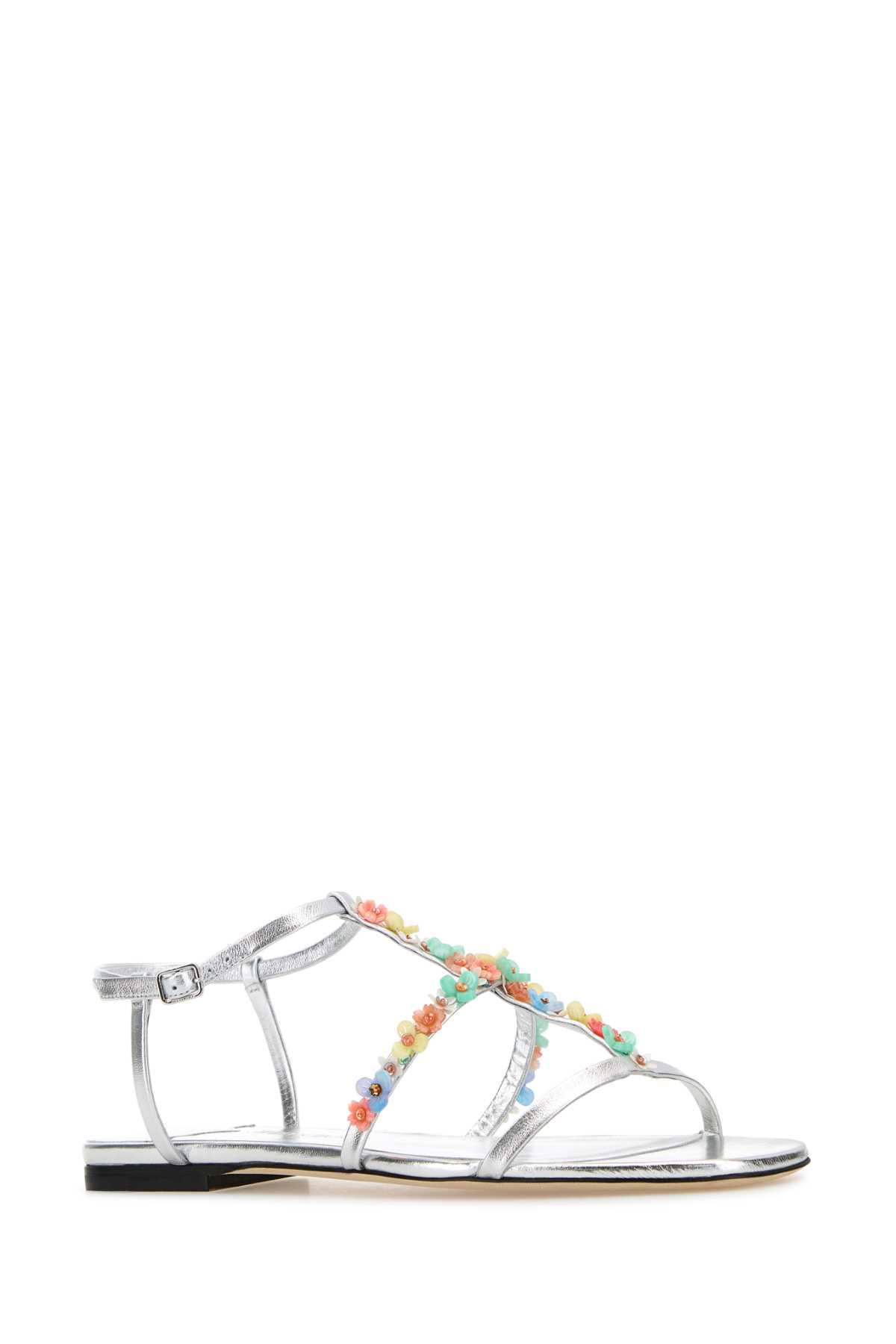 Jimmy Choo Silver Open Toe Sandals In Metallic