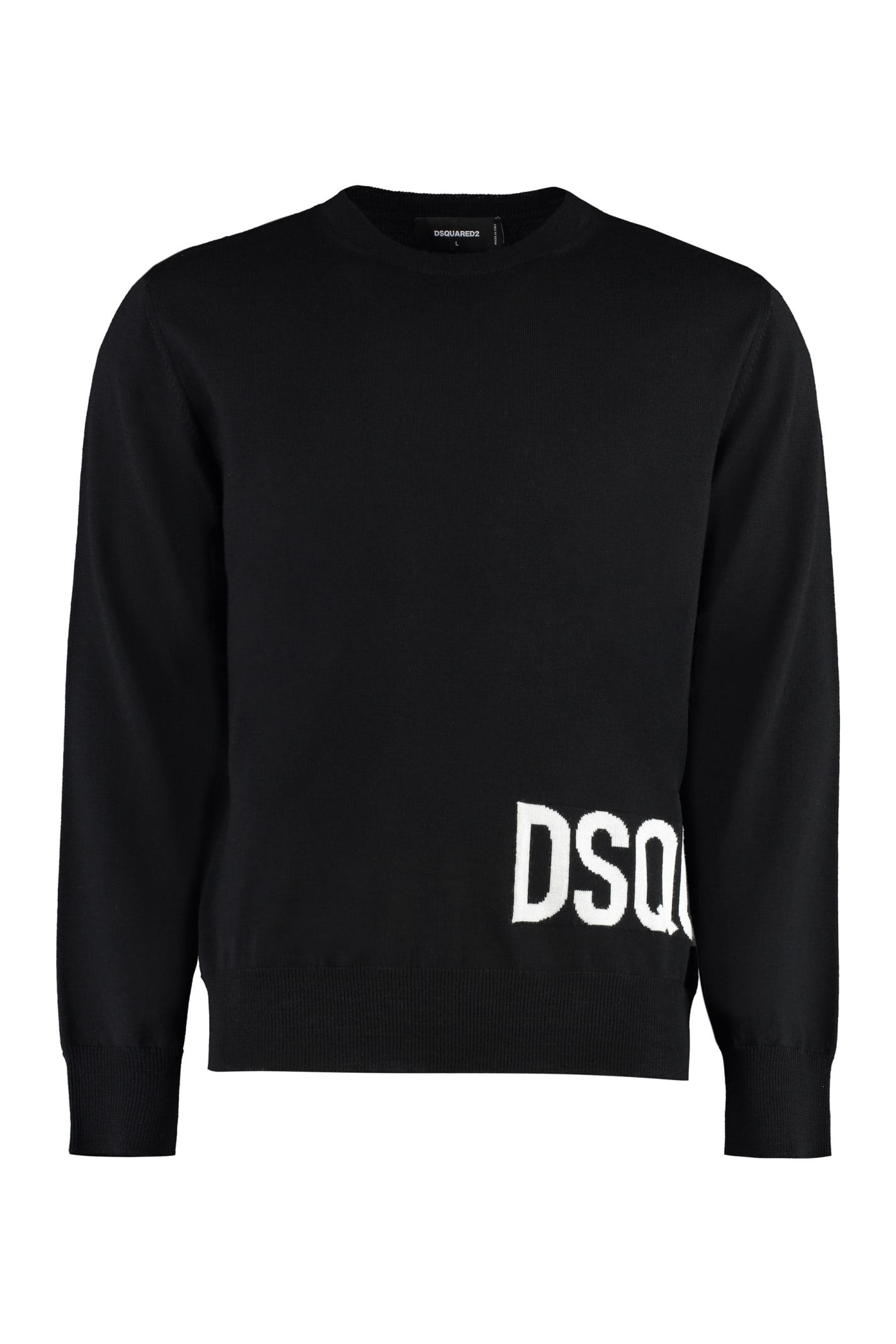 Shop Dsquared2 Dsq2 Virgin Wool Crew-neck Sweater In Black