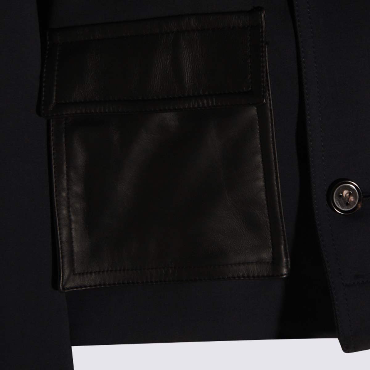 Bottega Veneta Blue Cotton Casual Jacket In Black