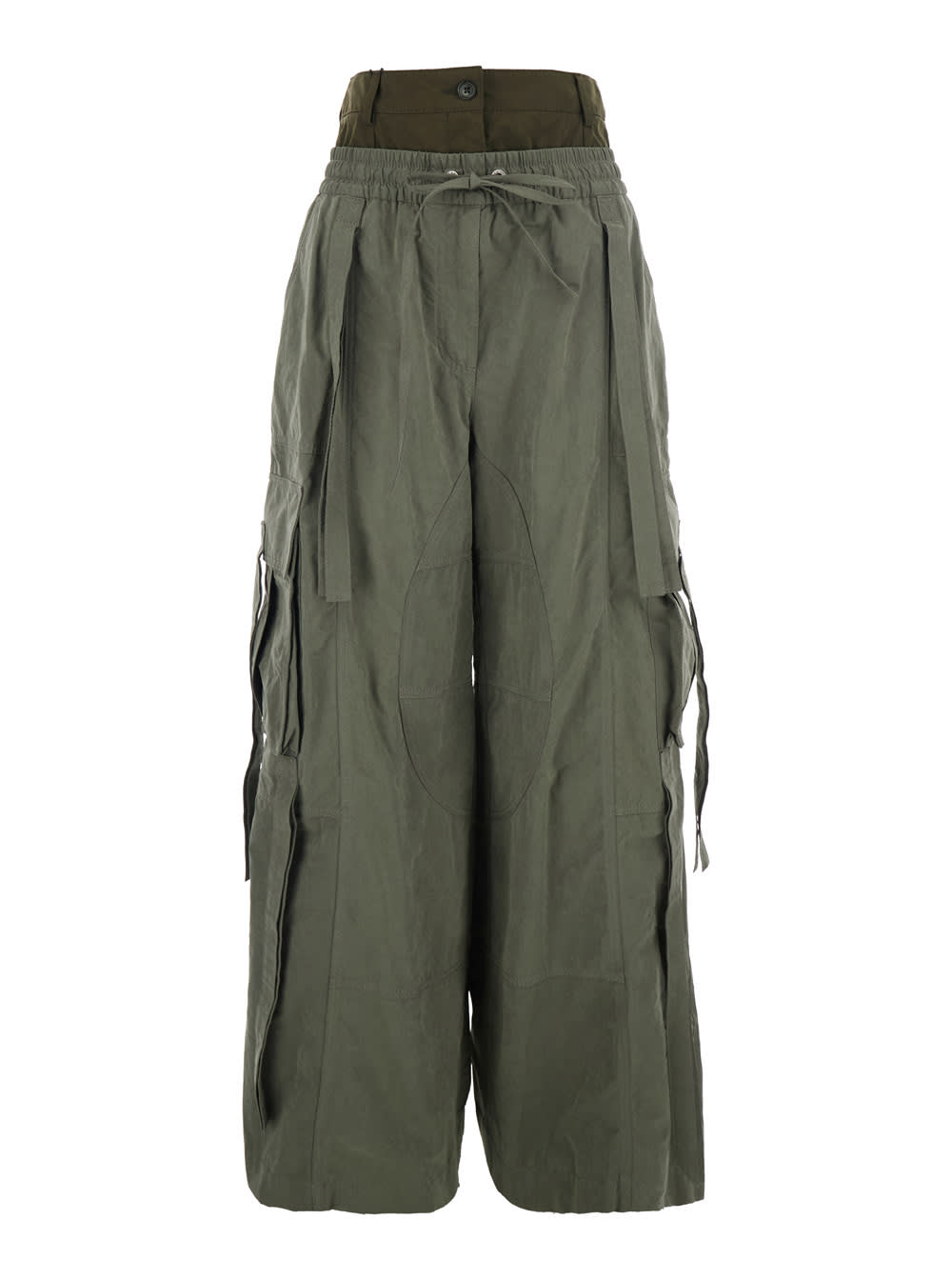Dolce & Gabbana Green Cargo Pants With Elasticated Double Waist In Cotton Blend Woman In Green