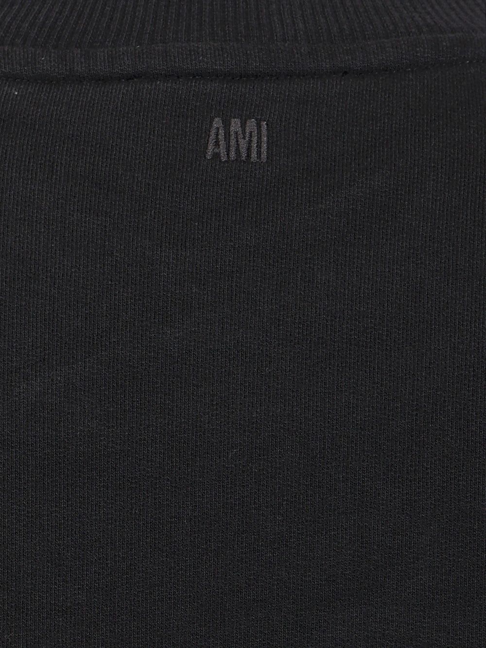 Ami Alexandre Mattiussi Ami Paris Ami De Coeur Wool Crewneck Sweater In Black