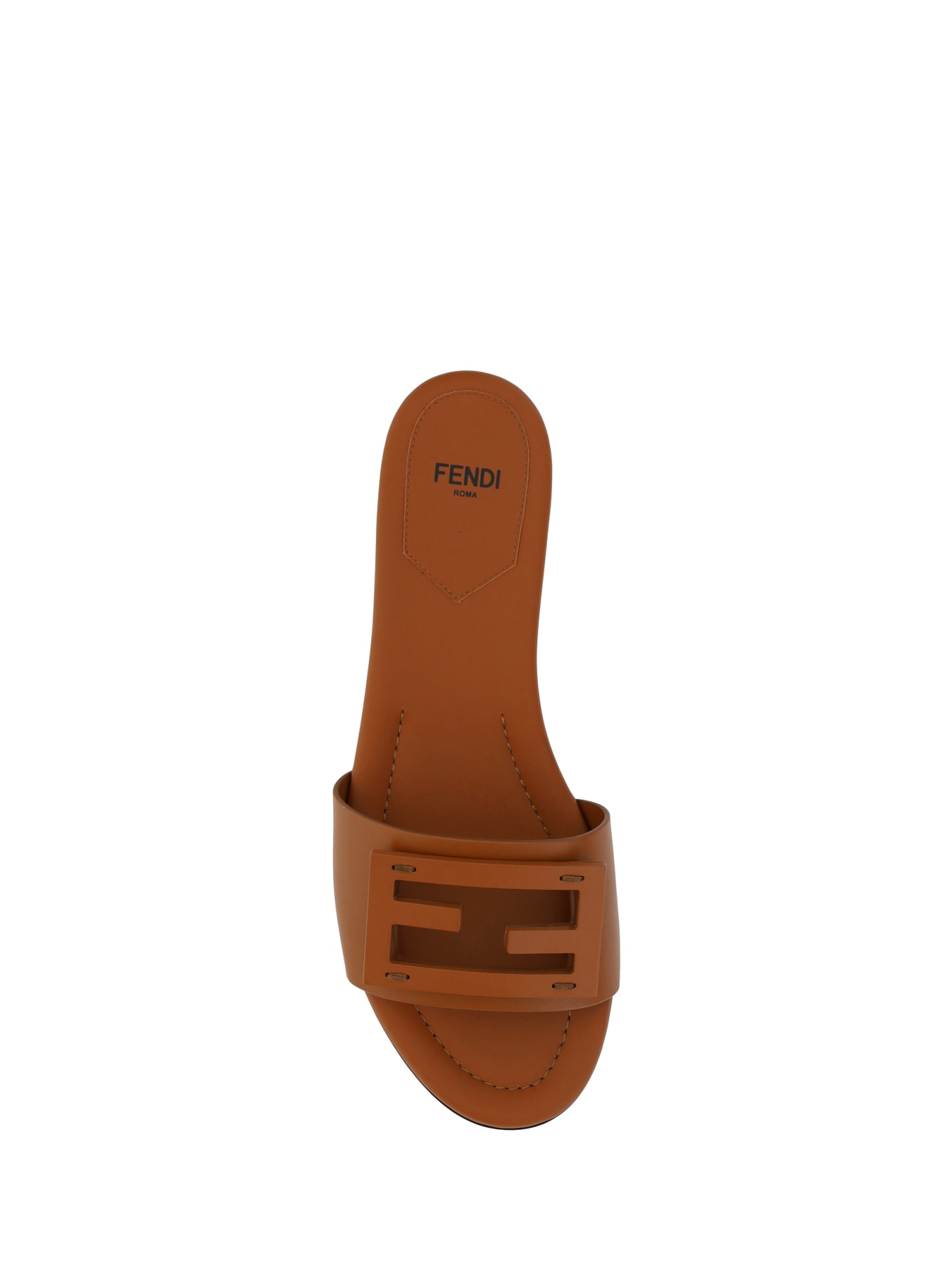 Shop Fendi Ff Sandals In Cuoio Bag+cuoio Bag