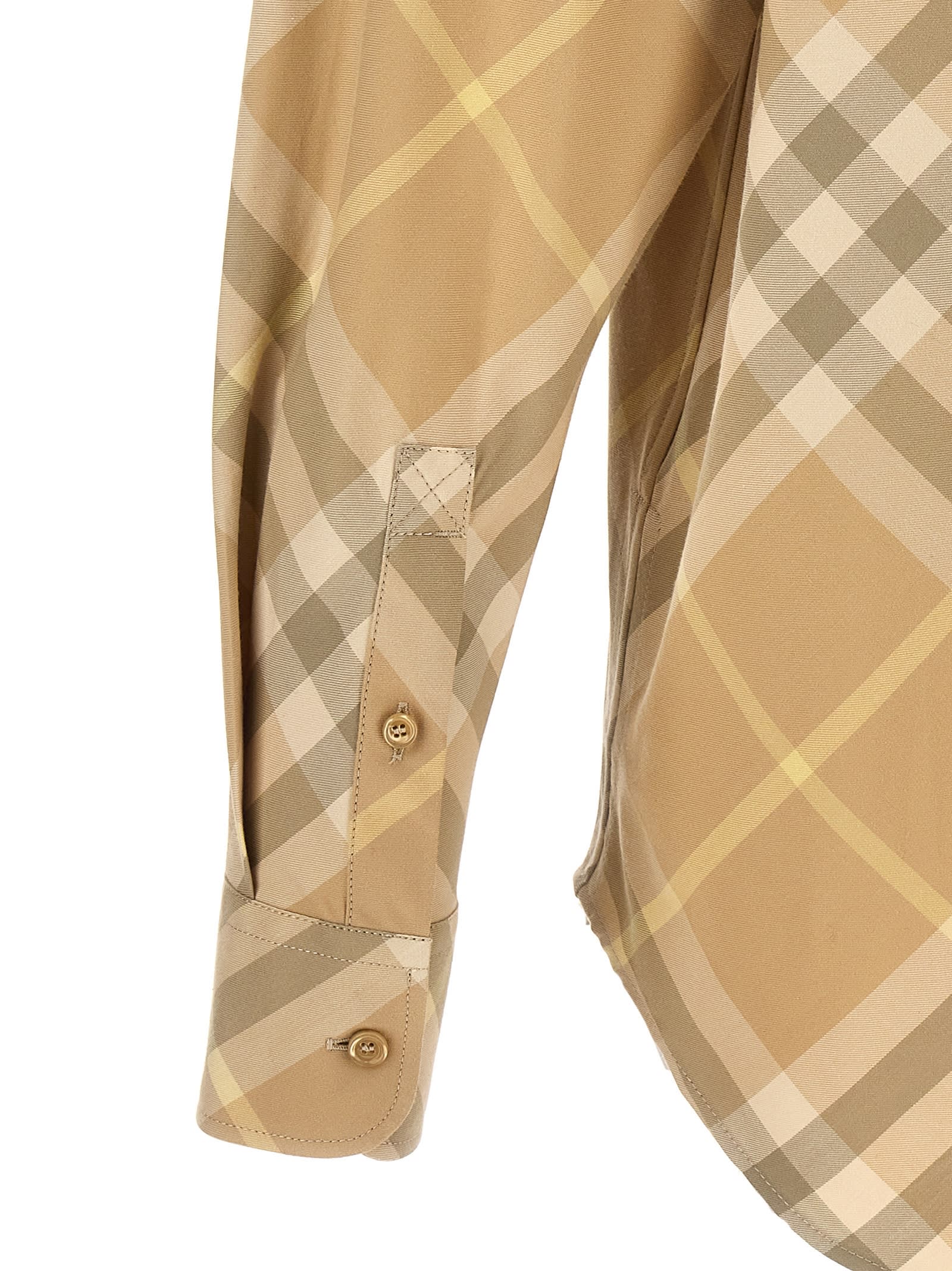 Shop Burberry Check Shirt In Beige