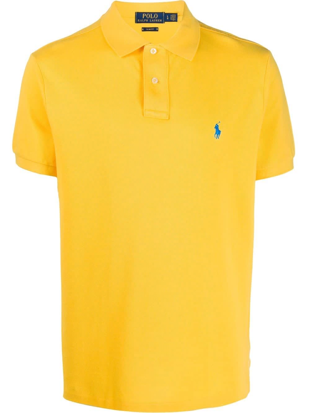 Ralph Lauren Yellow Cotton Piquet Polo Shirt With Logo