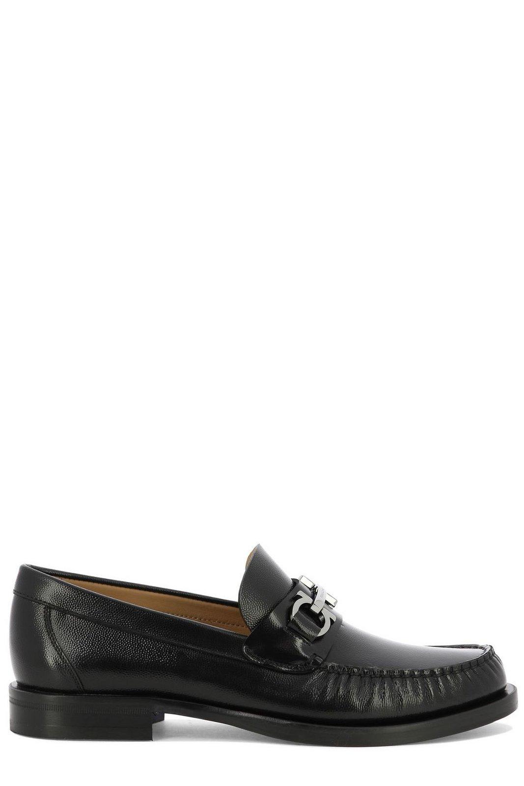 Shop Ferragamo Gancini Detailed Slip-on Loafers In Black