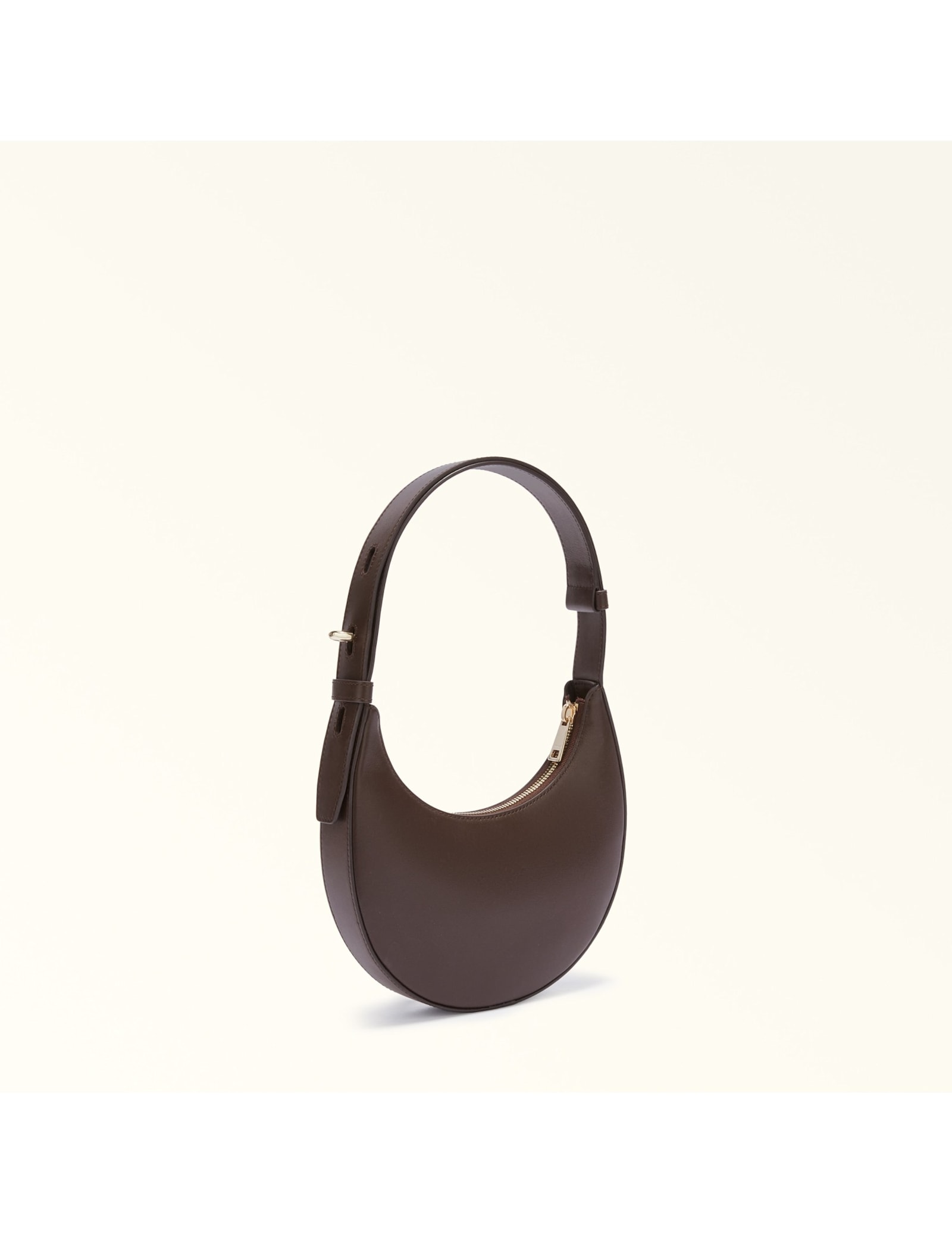 Furla Delizia Mini Hobo Bag In Chocolate Color Leather In Burgundy