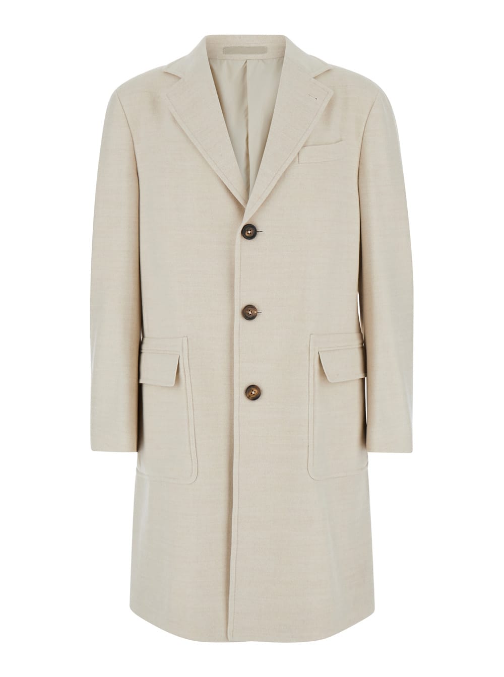 Shop Eleventy White Single-breasted Coat With Notched Revers In Wool Man