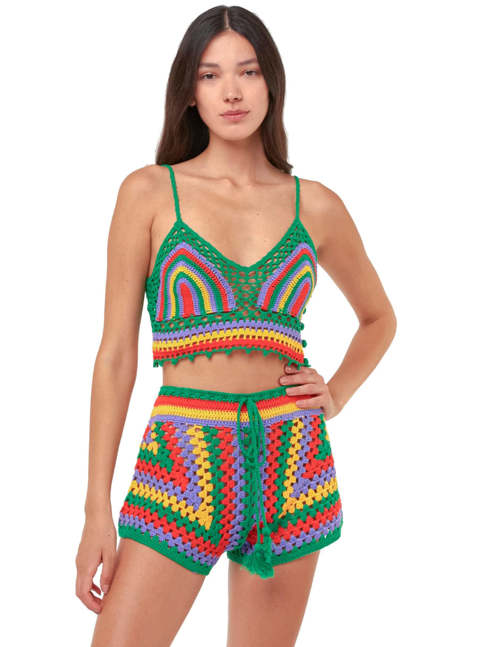 Shop Mc2 Saint Barth Multicolor Crochet Shorts