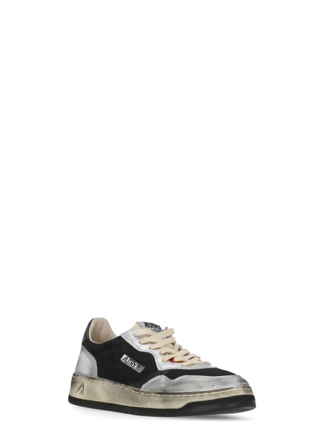 Autry Leather Low Top Sneakers With Laminated Inserts In Black