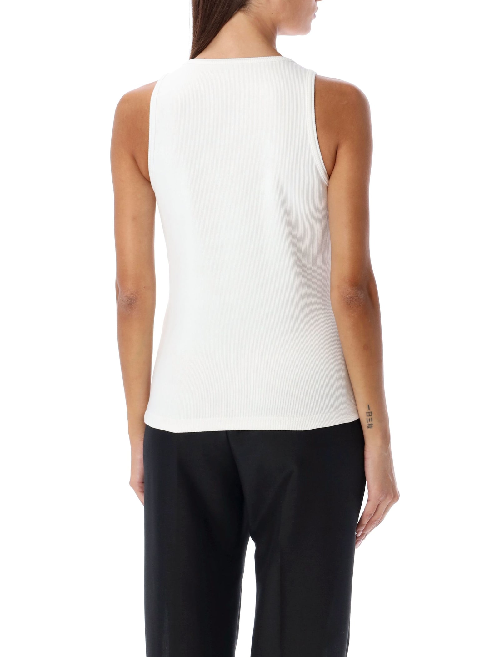 Shop Bottega Veneta White Stretch Cotton Tank Top