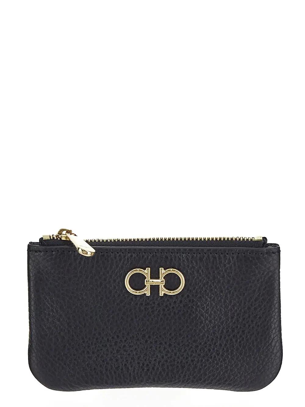 Shop Ferragamo Gancini Coin Purse In Black