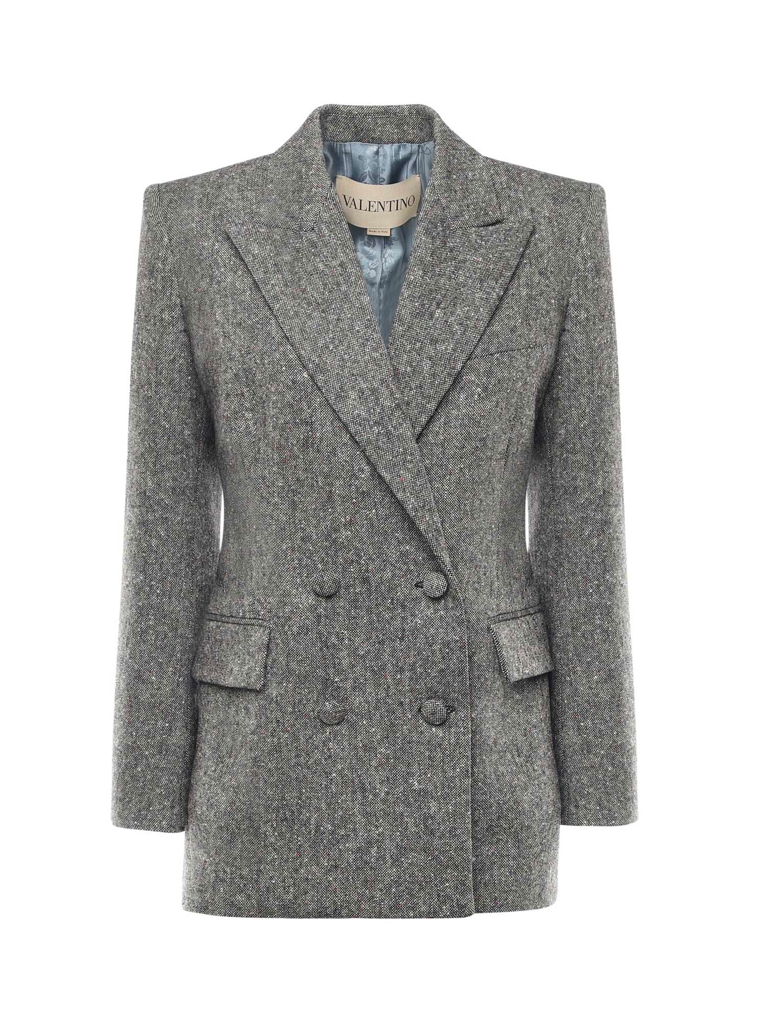 Valentino Double-breasted Natte Buttoned Blazer In Animal Print