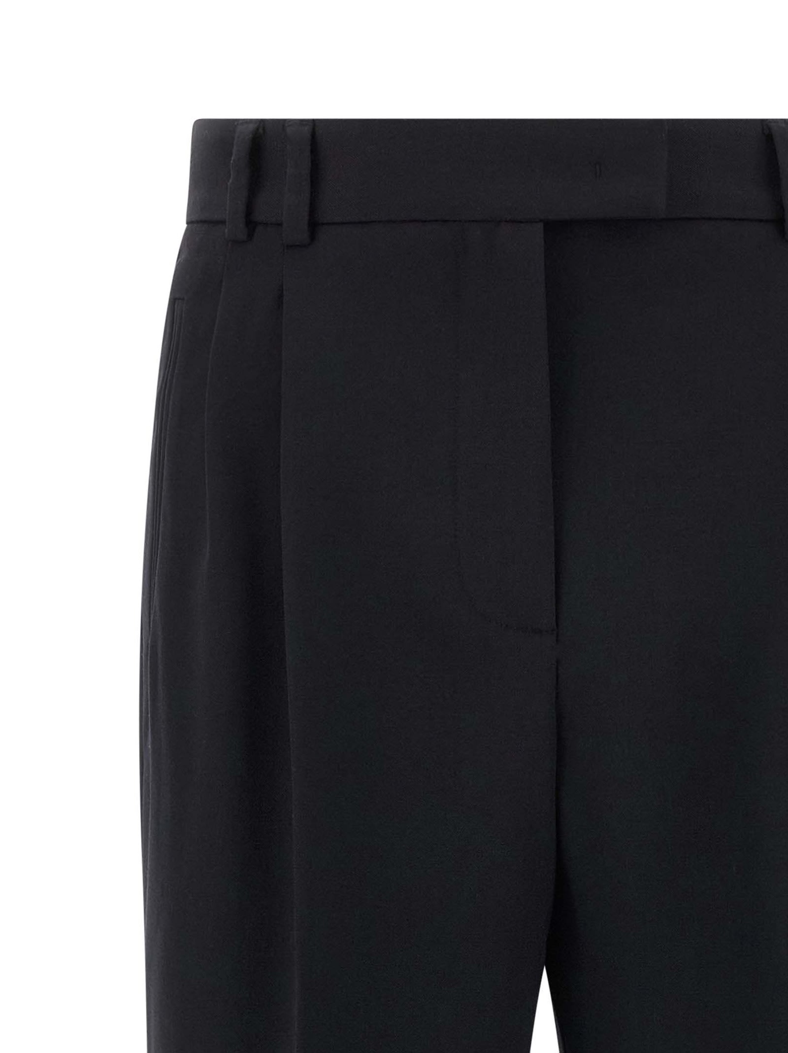 Alberto Biani Tailored Trousers With Cuffed Hem And Pleats In Black