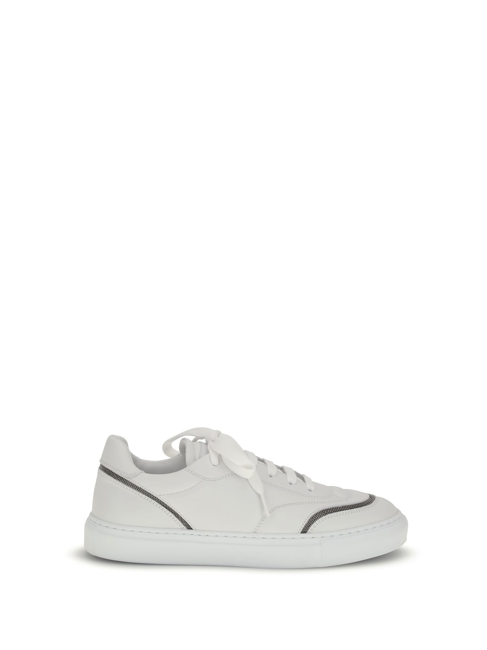 Leather Sneakers With Shiny Details