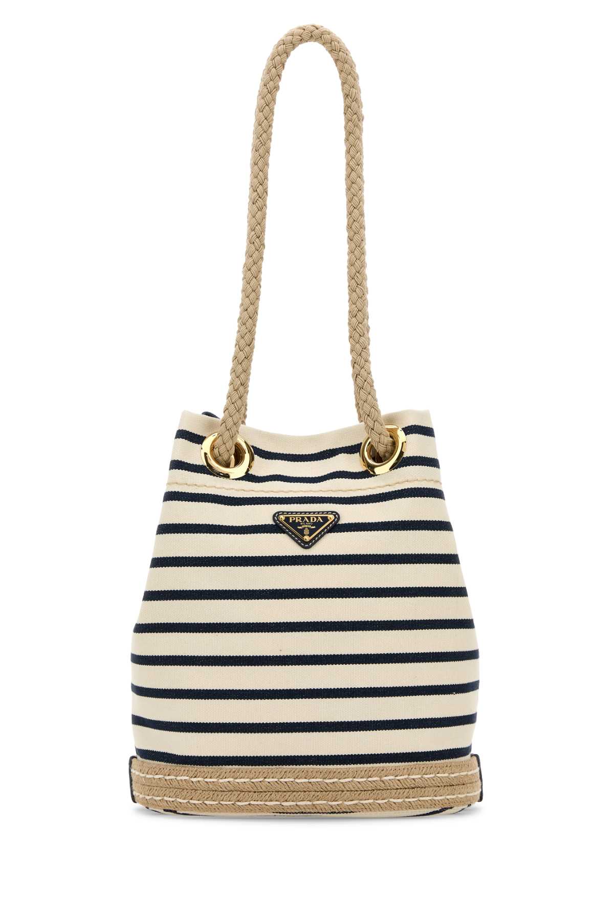 Prada Canvas Bucket Bag Featuring Rope Handles In Multi