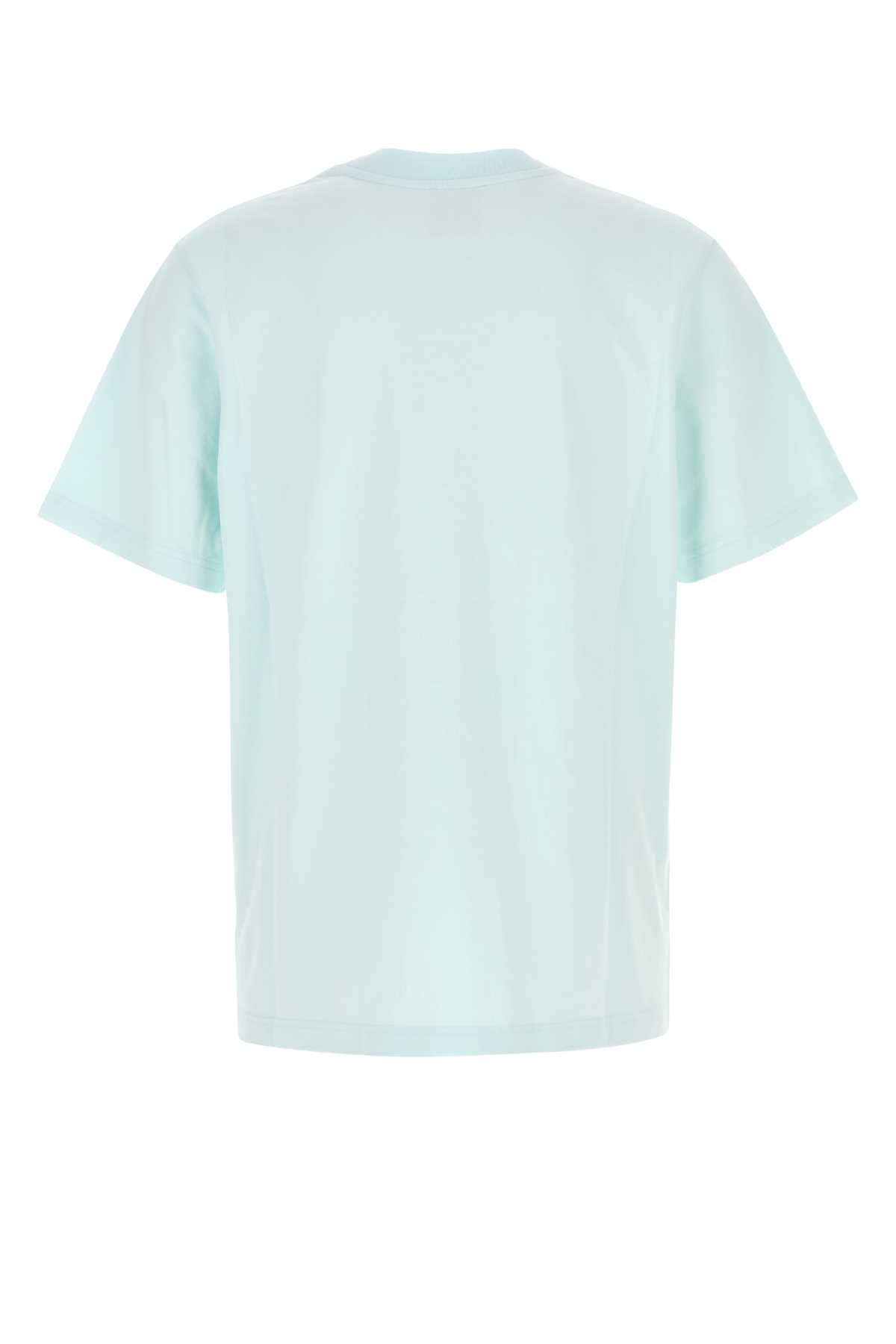 Casablanca Short-sleeved T-shirt In Light Blue Cotton With Graphic Print In Blue