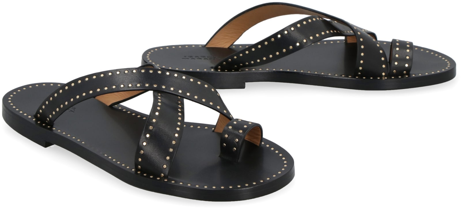 Shop Isabel Marant Jinsay Leather Flat Sandals In Black